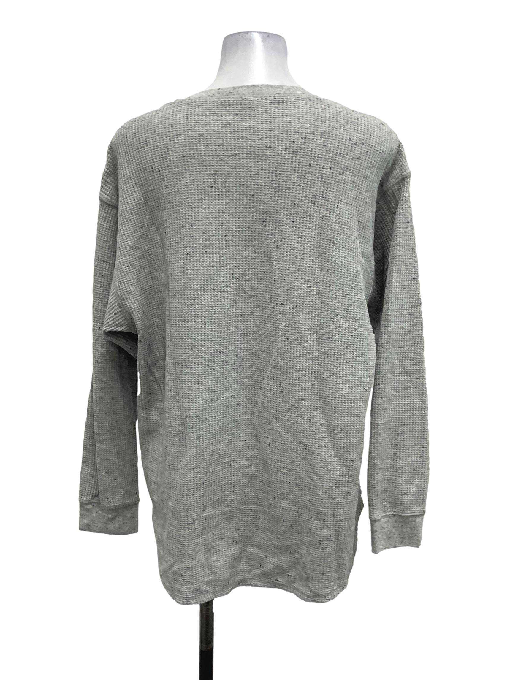 Grey Waffel Knit Crewneck Sweatshirt