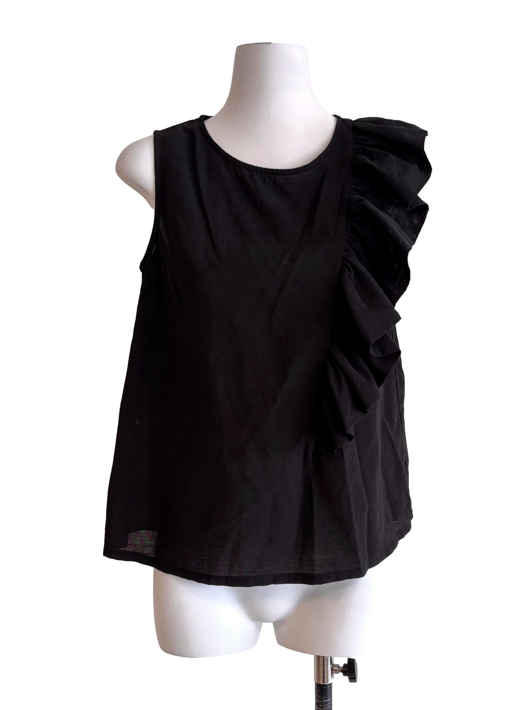 Black Ruffle Sleeveless Top
