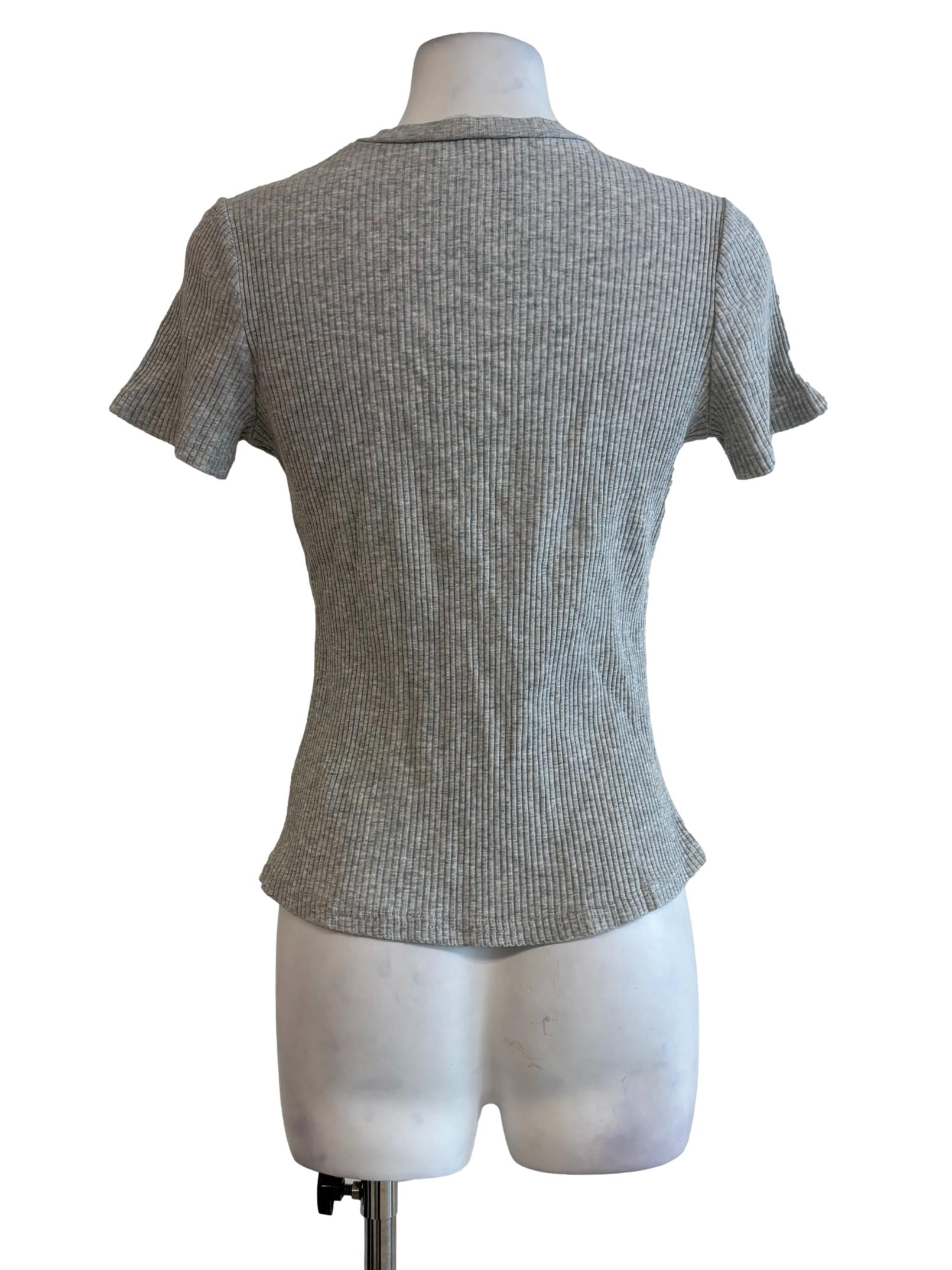 Chrome Grey Short Sleeve Ribbed Top