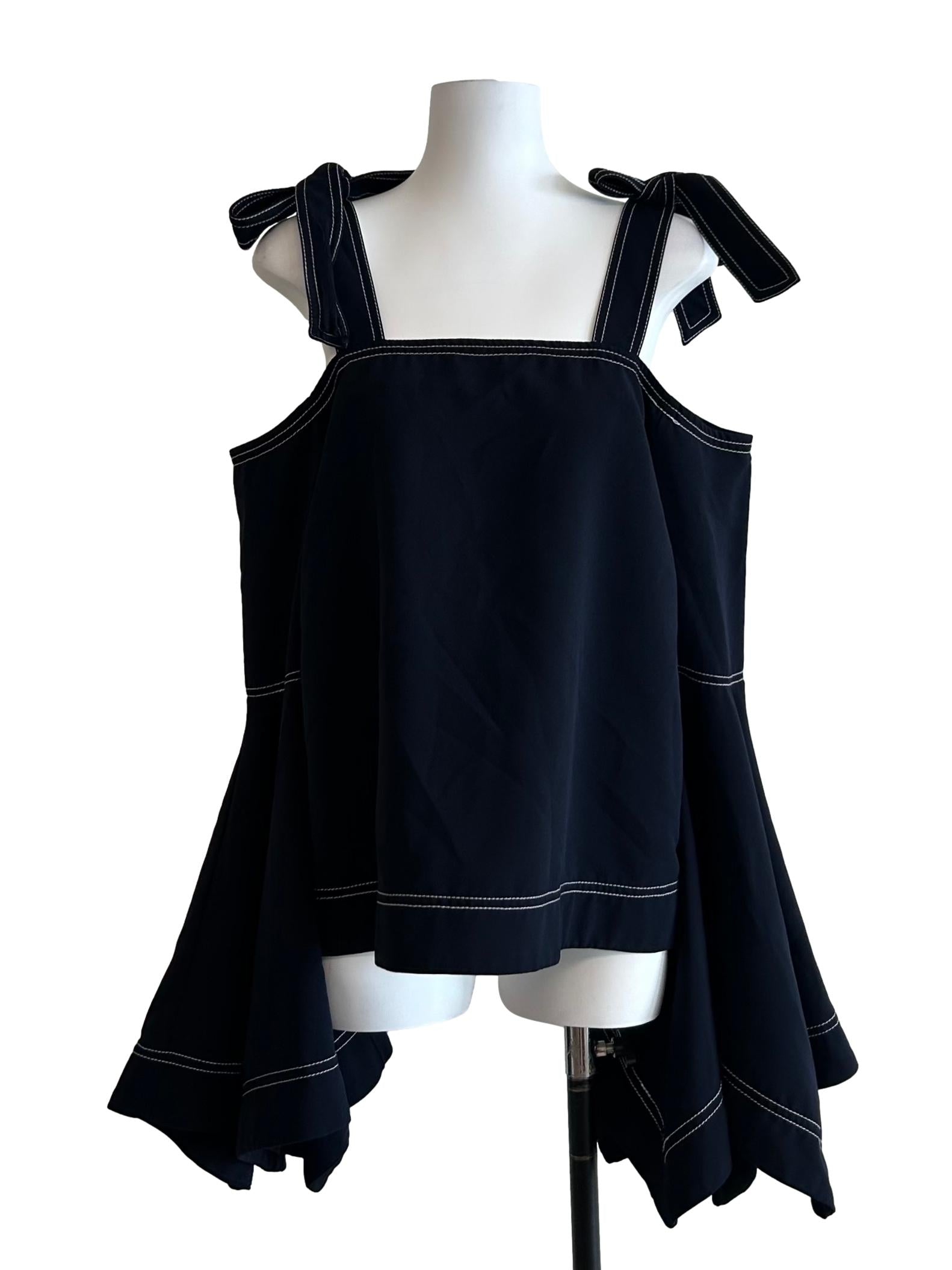 Dark Blue Asymmetric Blouse