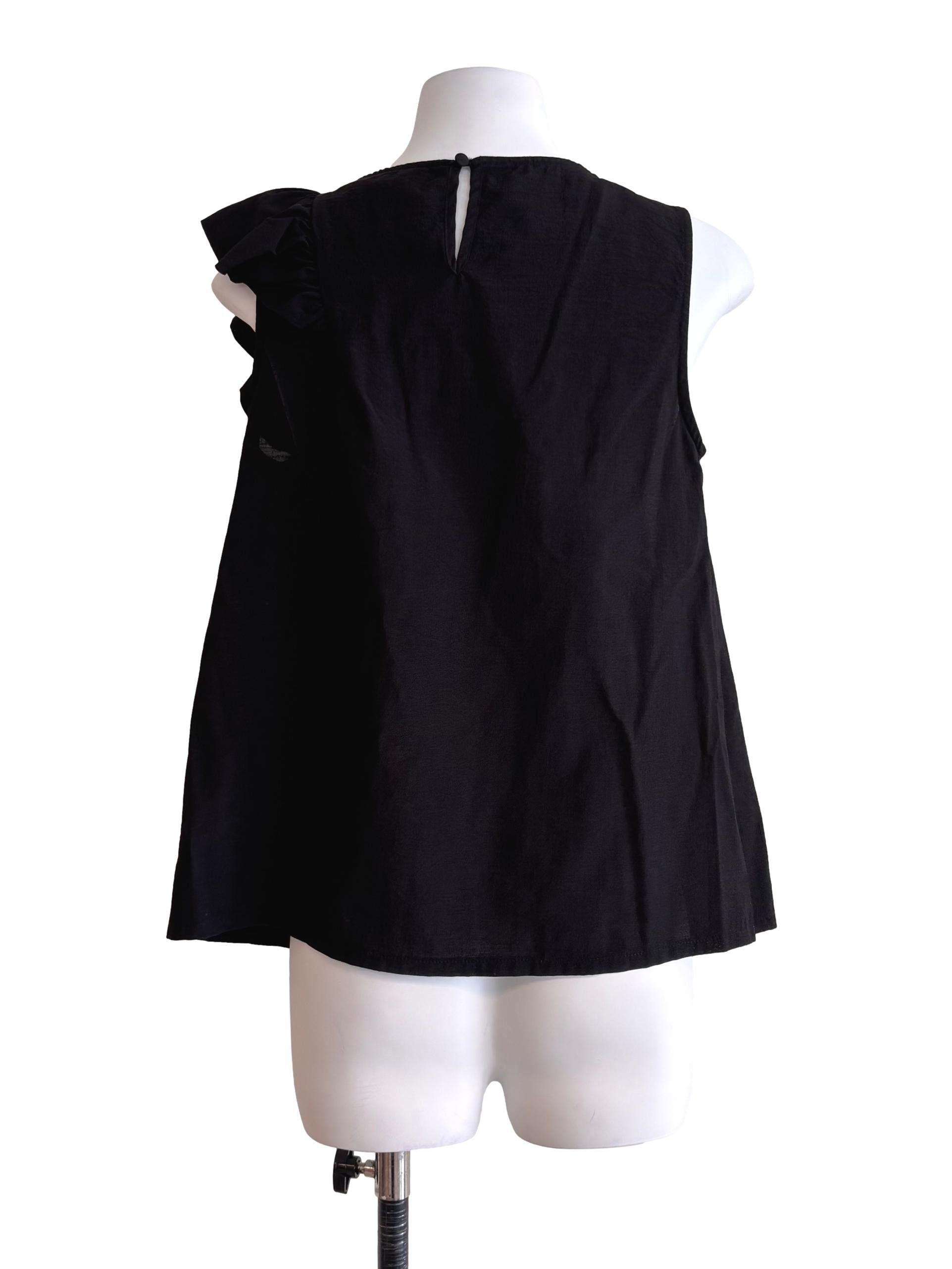 Black Ruffle Sleeveless Top