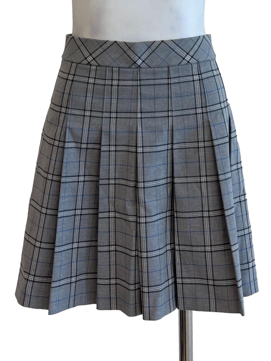 Stone Grey Plaid Mini Skirt