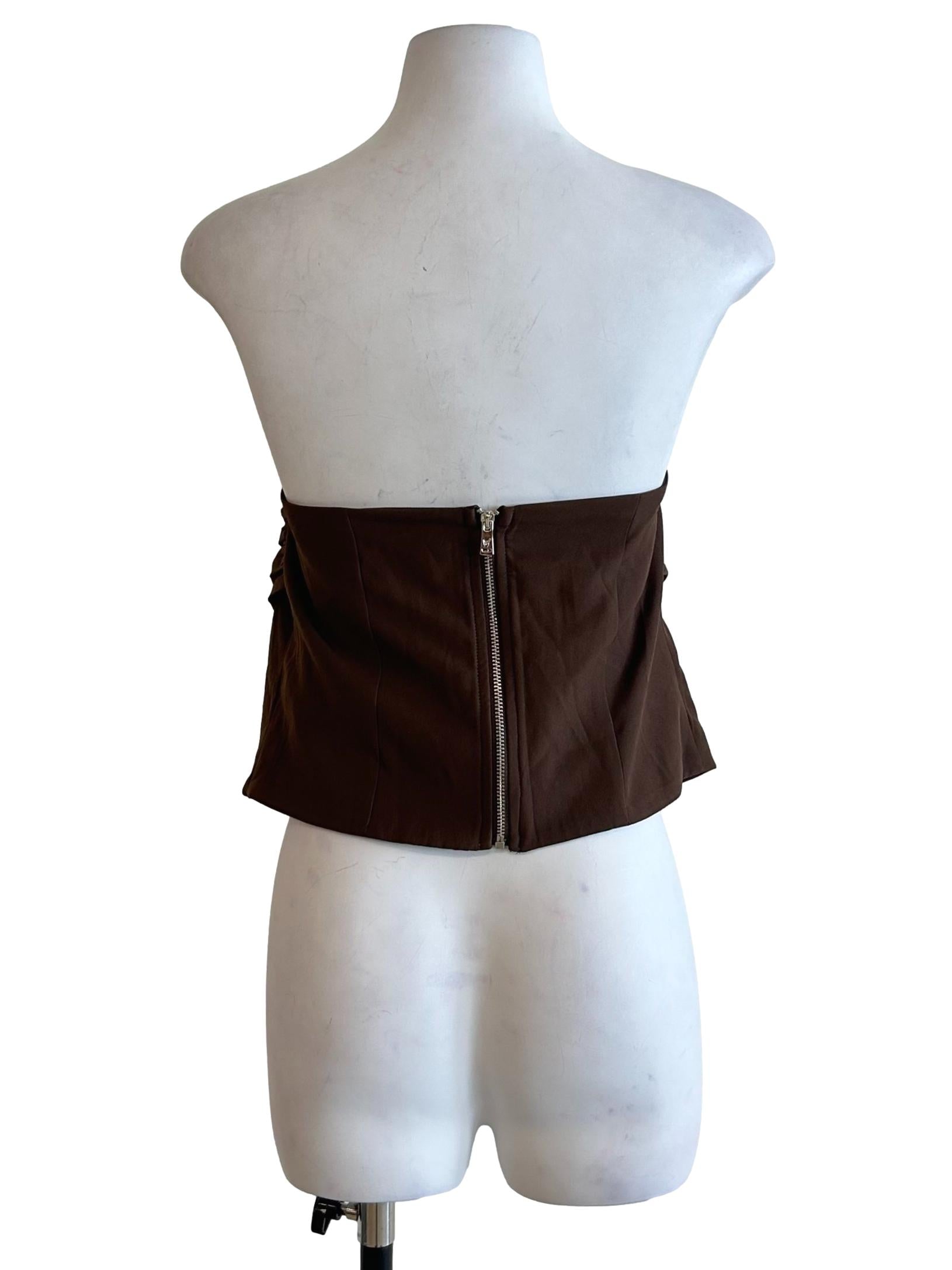 Chocolate Brown Strapless Ruched Top