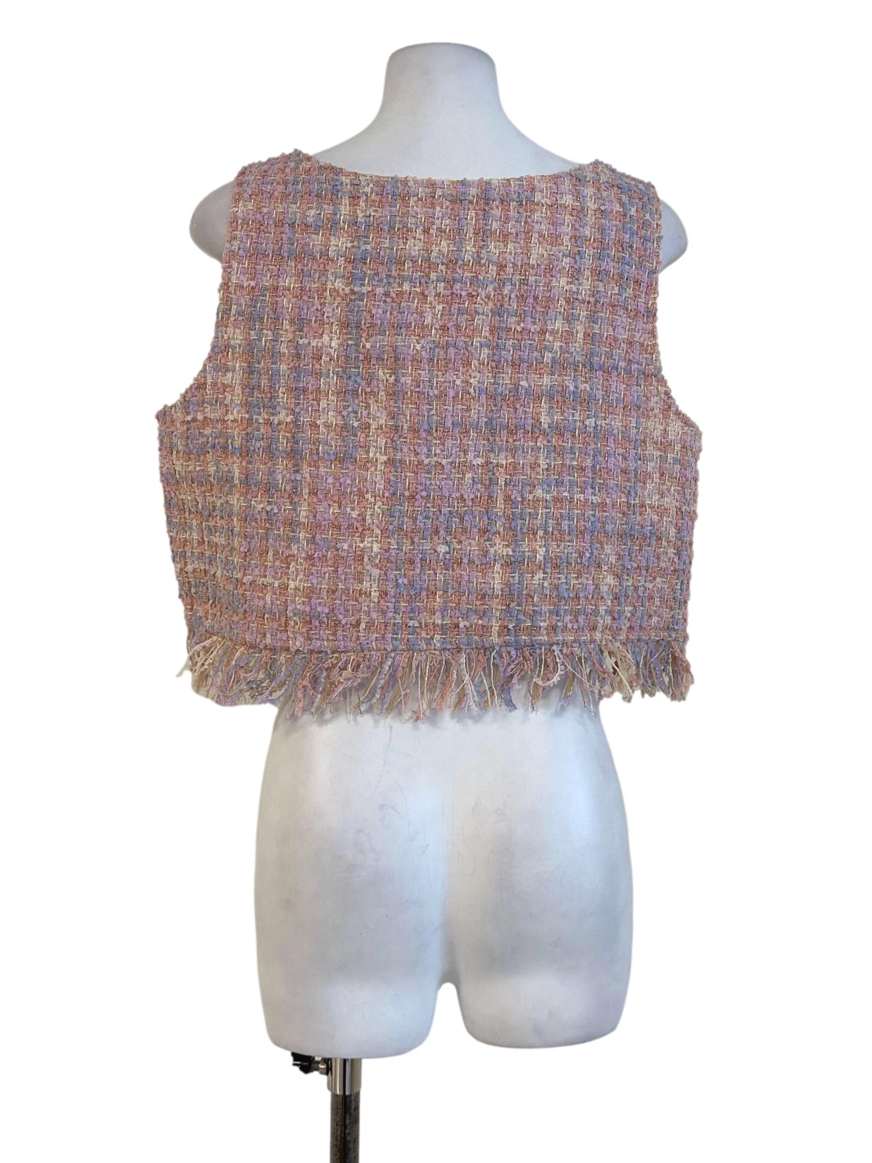Pink Pattern Sleevesless Vest