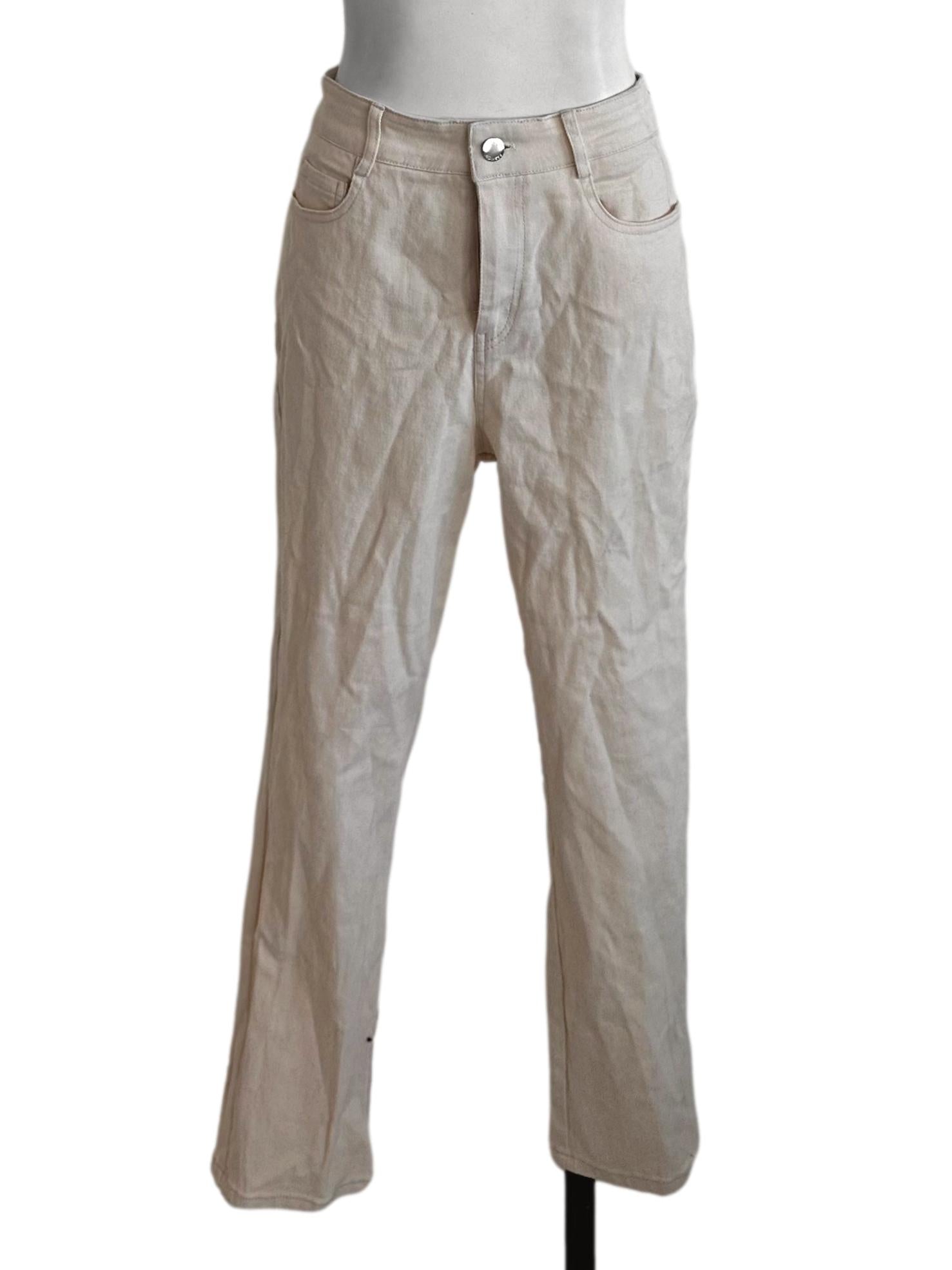 Oat Beige Denim Straight Jeans