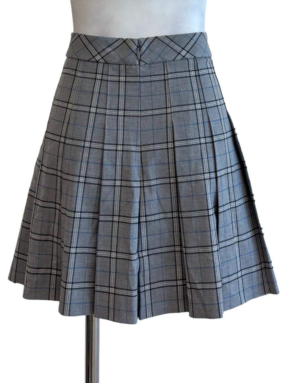 Stone Grey Plaid Mini Skirt