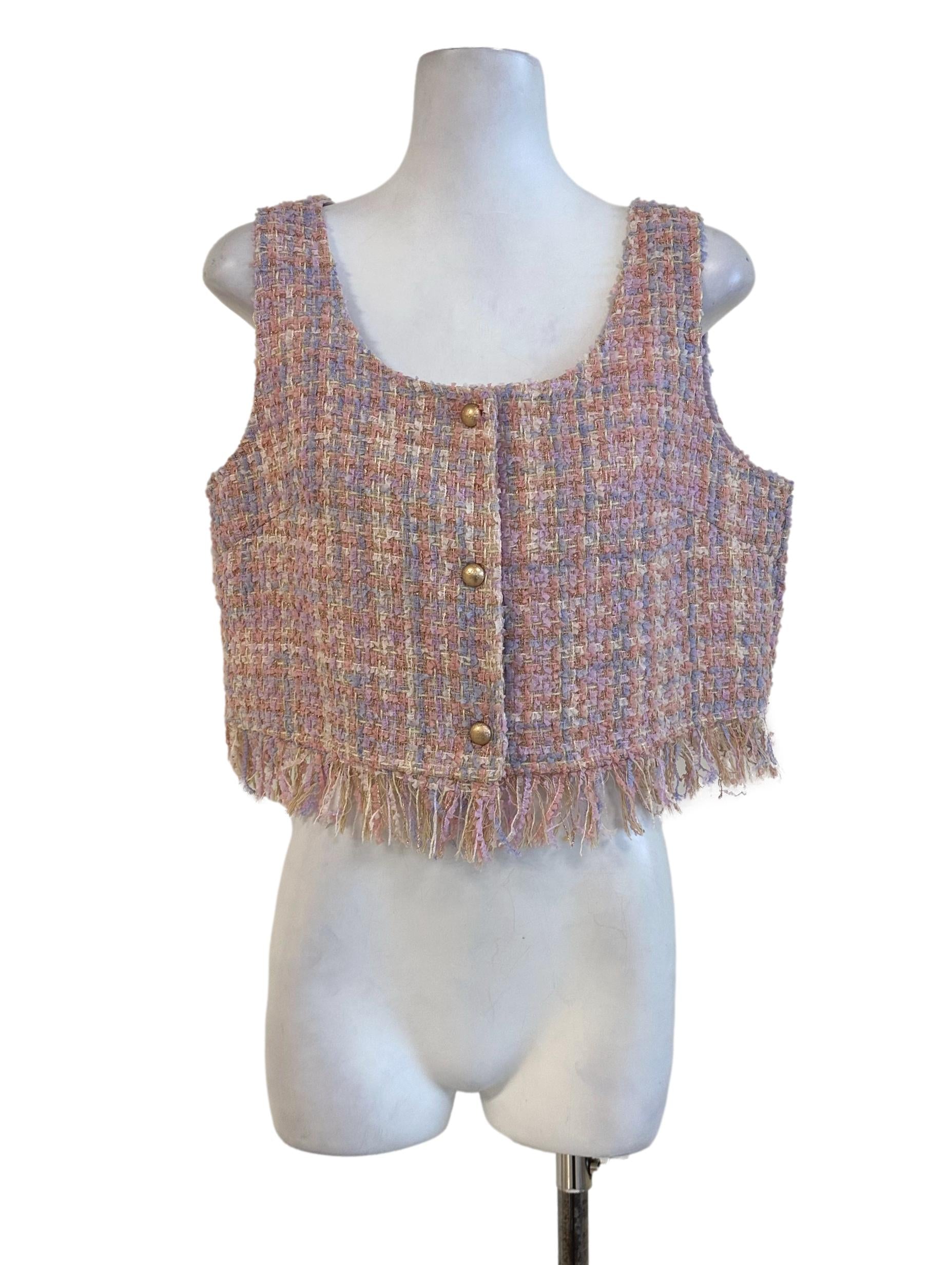Pink Pattern Sleevesless Vest