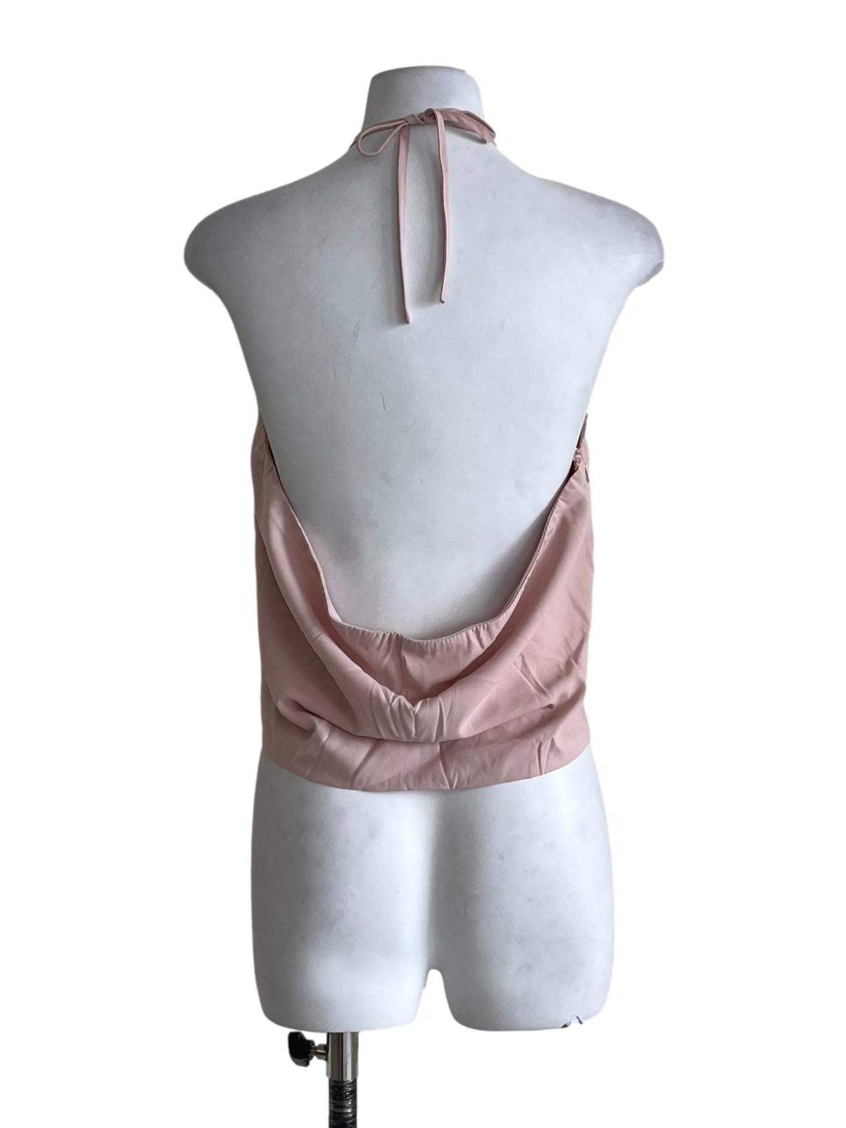 Pink Ashlyn Tie Front Tube Padded Top
