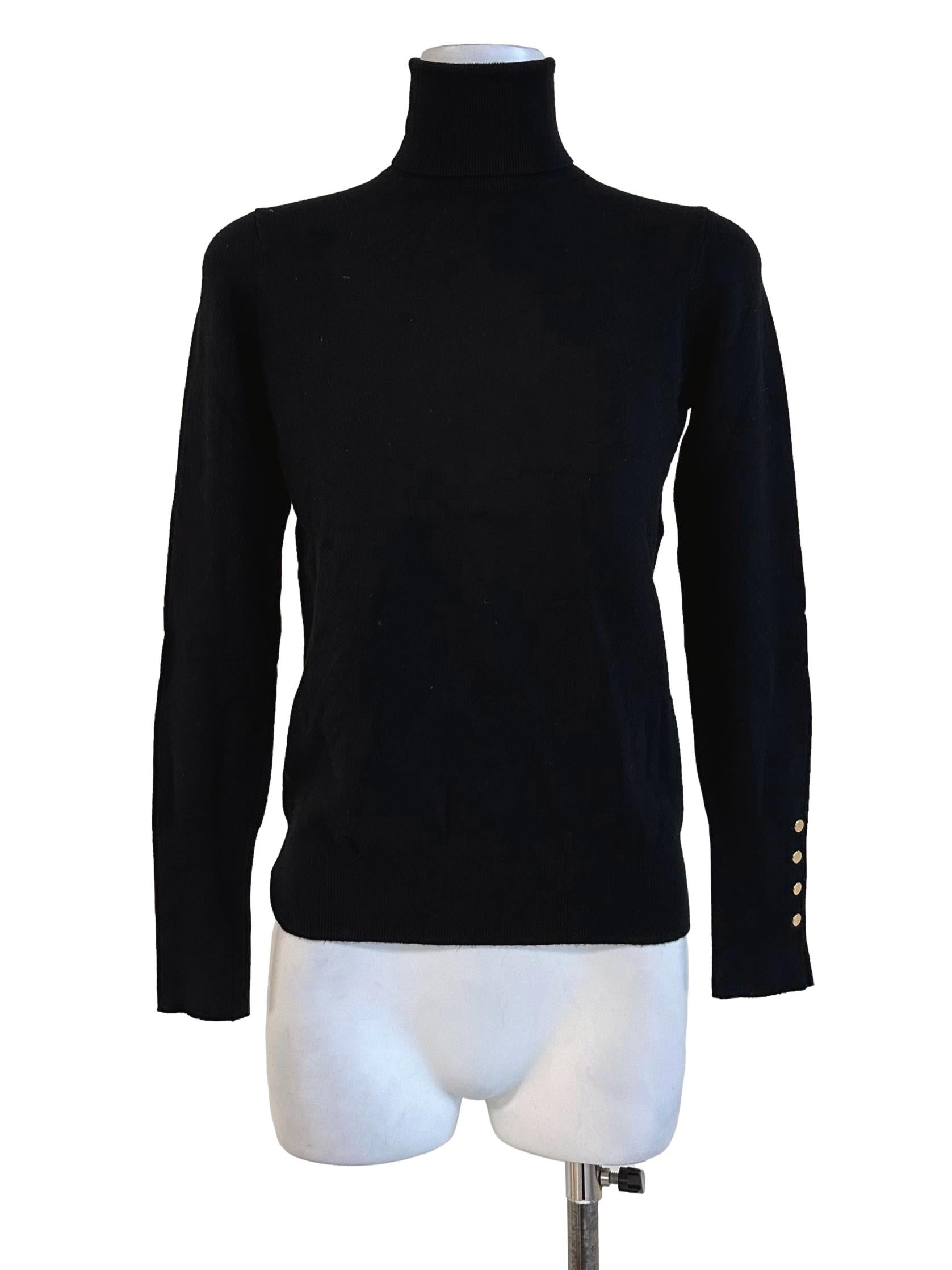 Black Plain High Neck Top