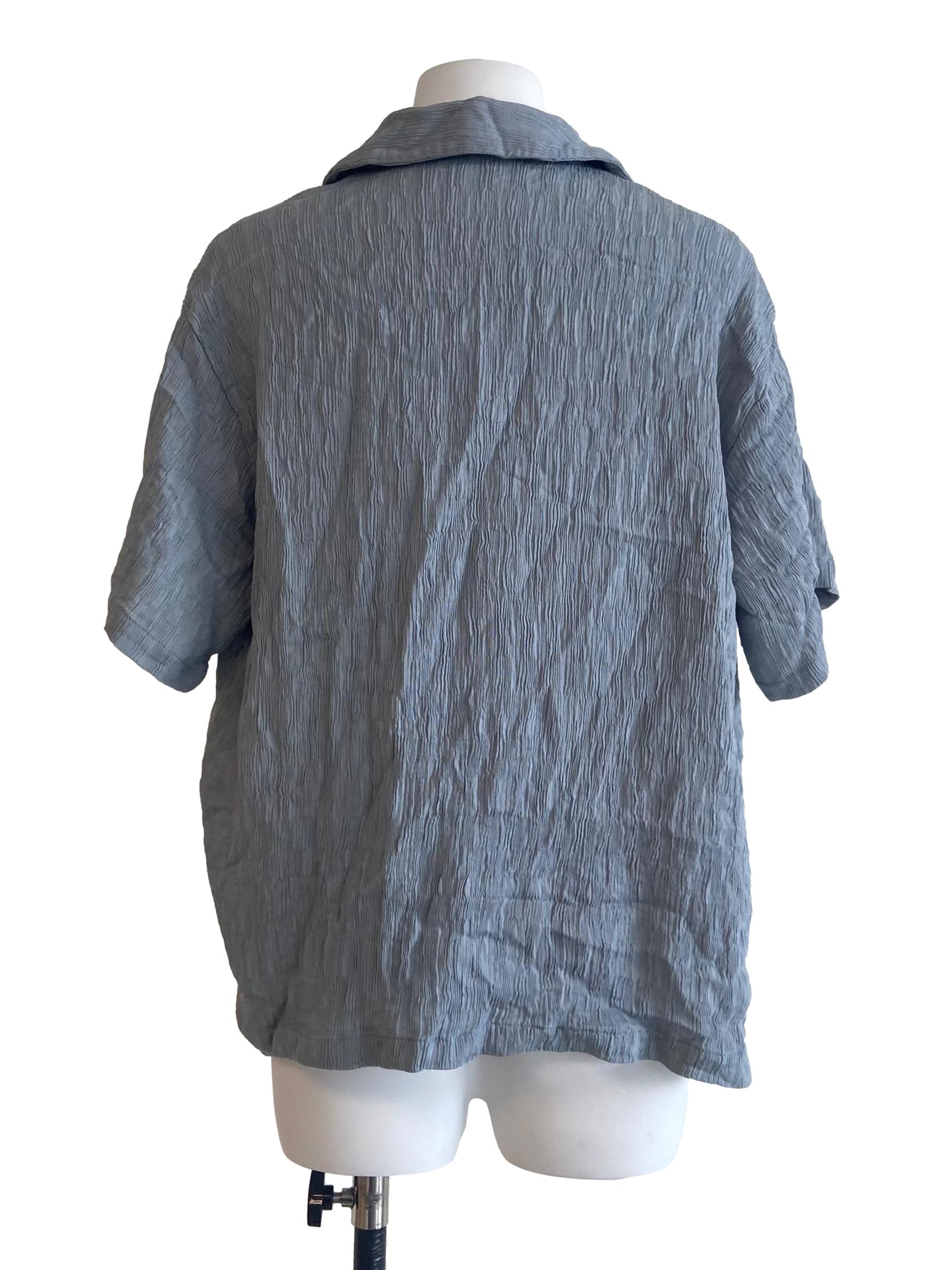 Stone Blue Button Down Shirt Blouse