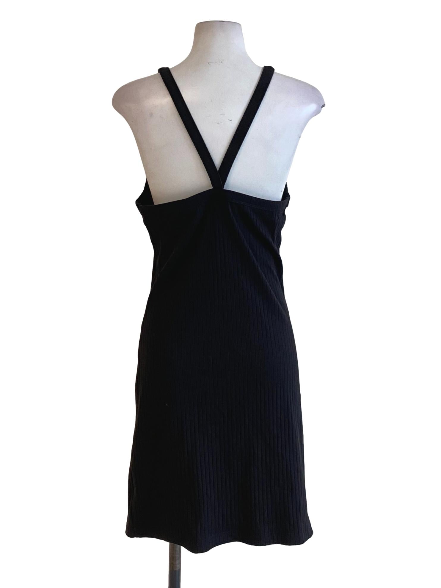 Rich Black Round Neck Knitted Sleeveless Track Dress