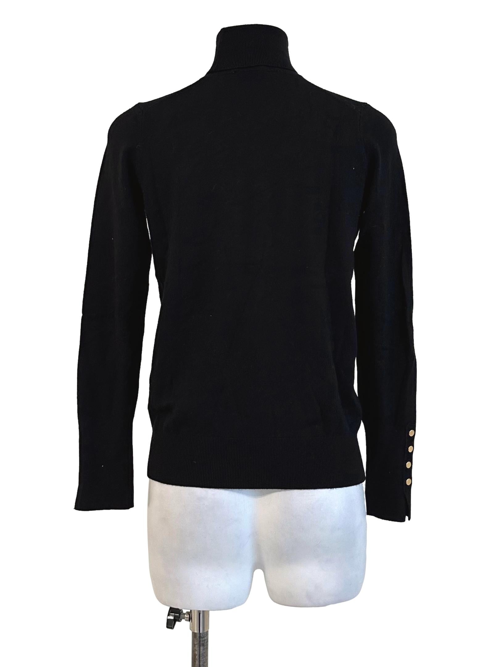 Black Plain High Neck Top