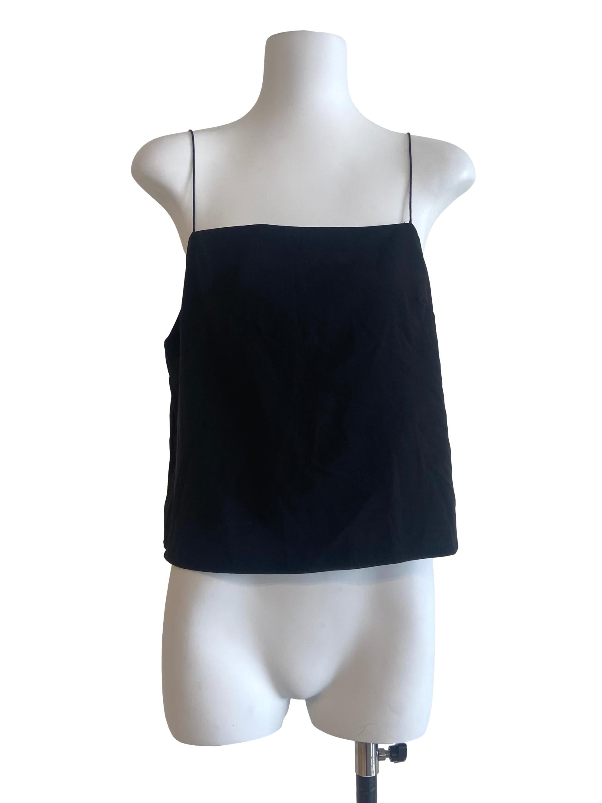 Black Spaghetti Straps Twill Top