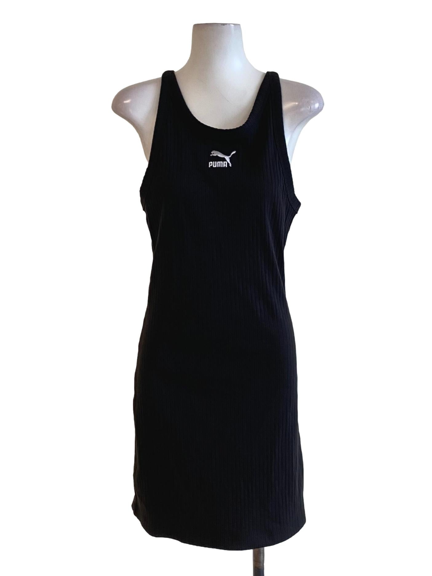 Rich Black Round Neck Knitted Sleeveless Track Dress