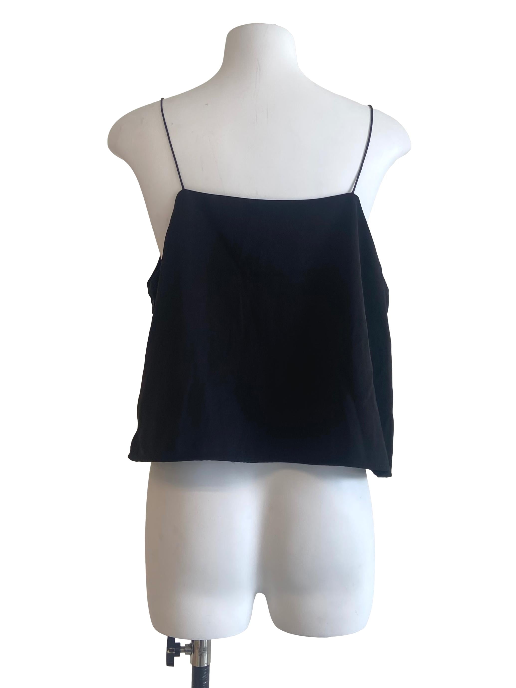 Black Spaghetti Straps Twill Top