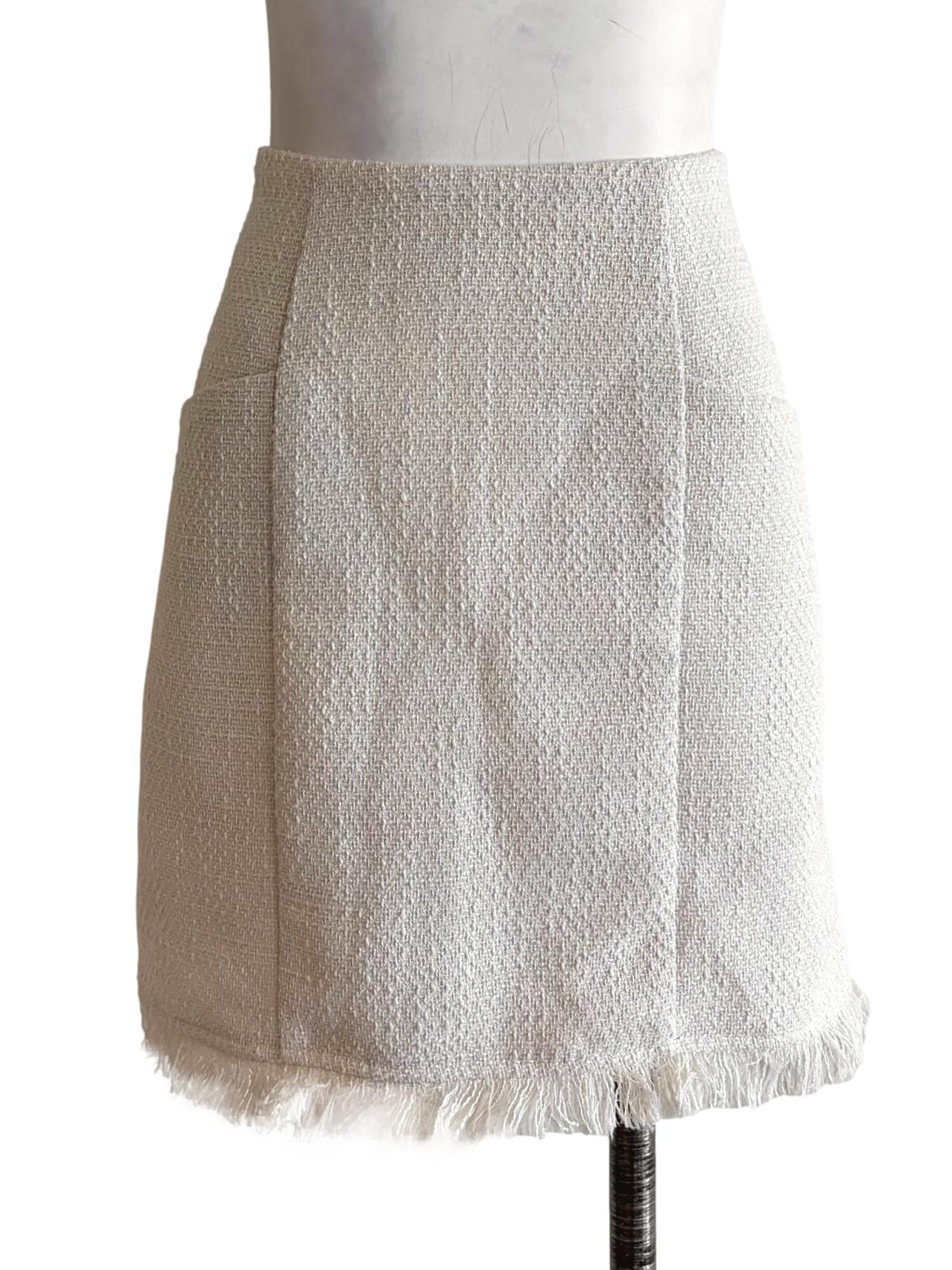 Pearl White Tweed Pencil Skirts