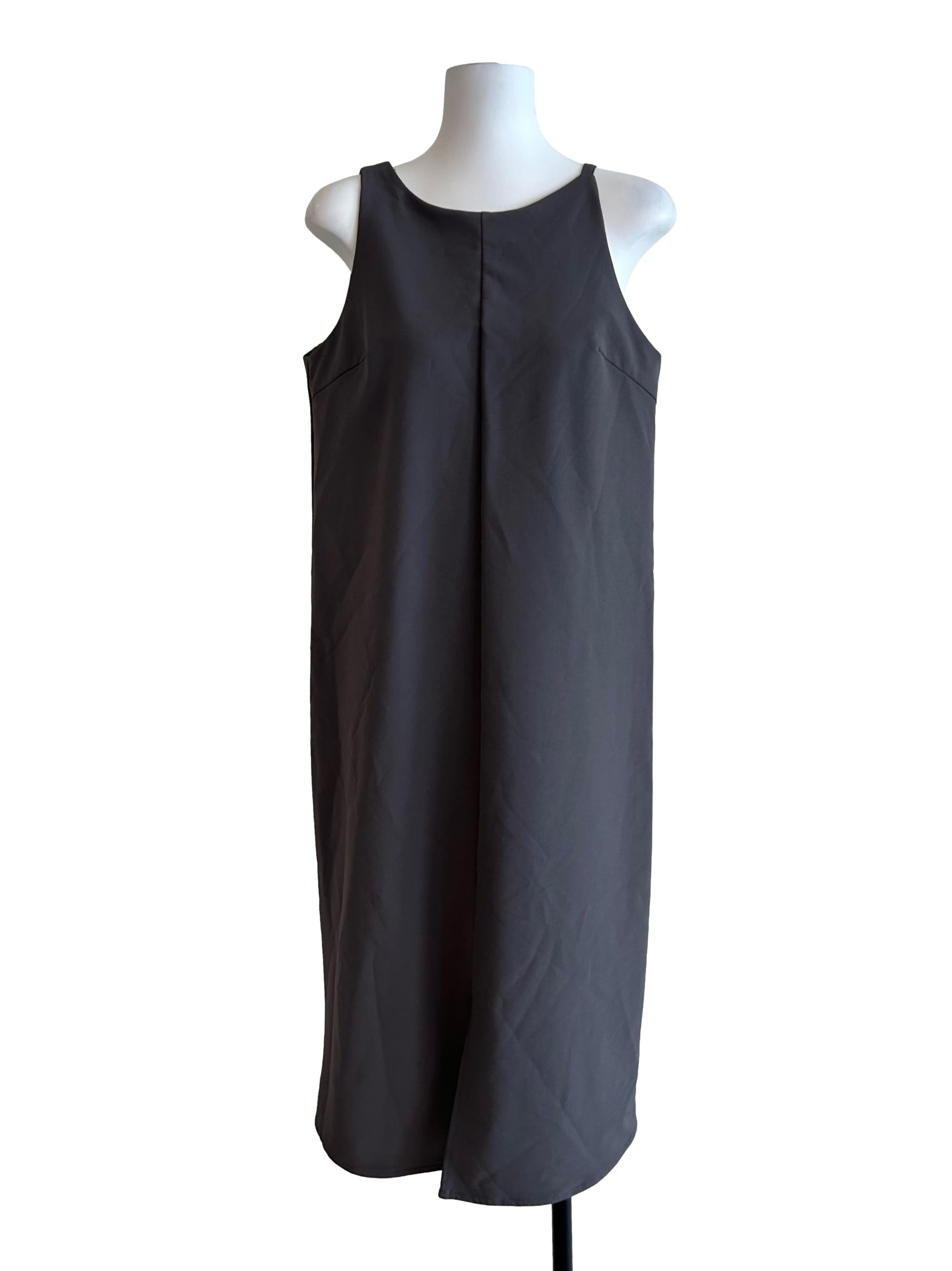 Ash Grey Jewel Neckline Dress
