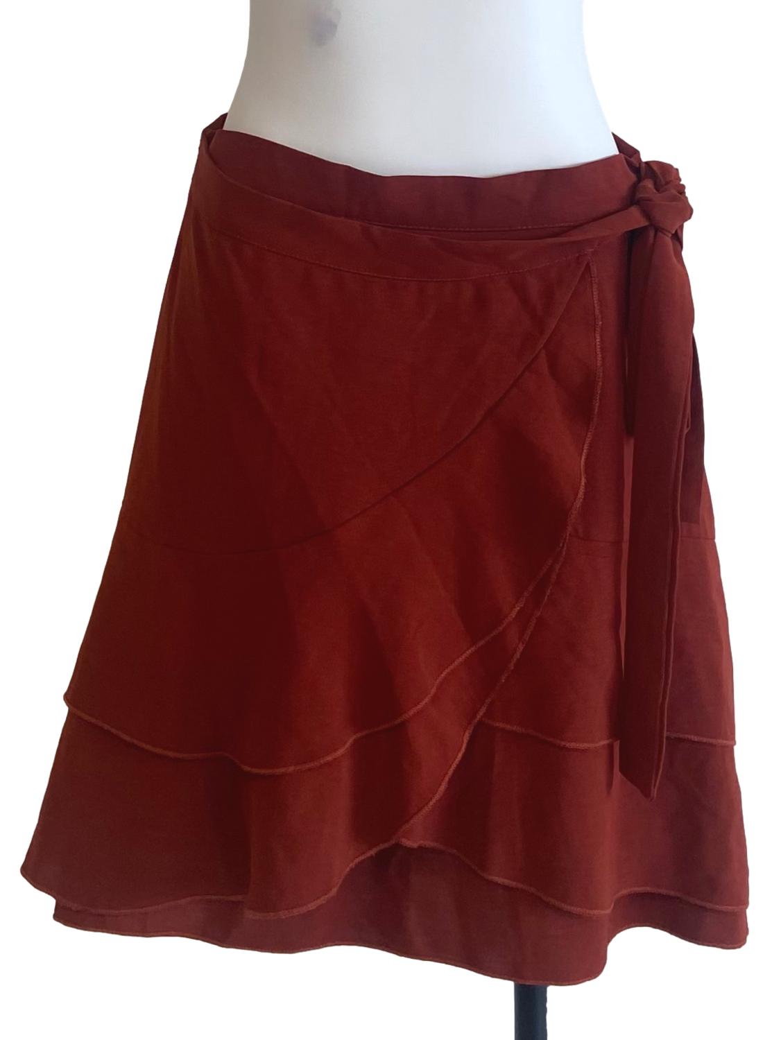 Reddish Brown Herringbone Wrap Skirt