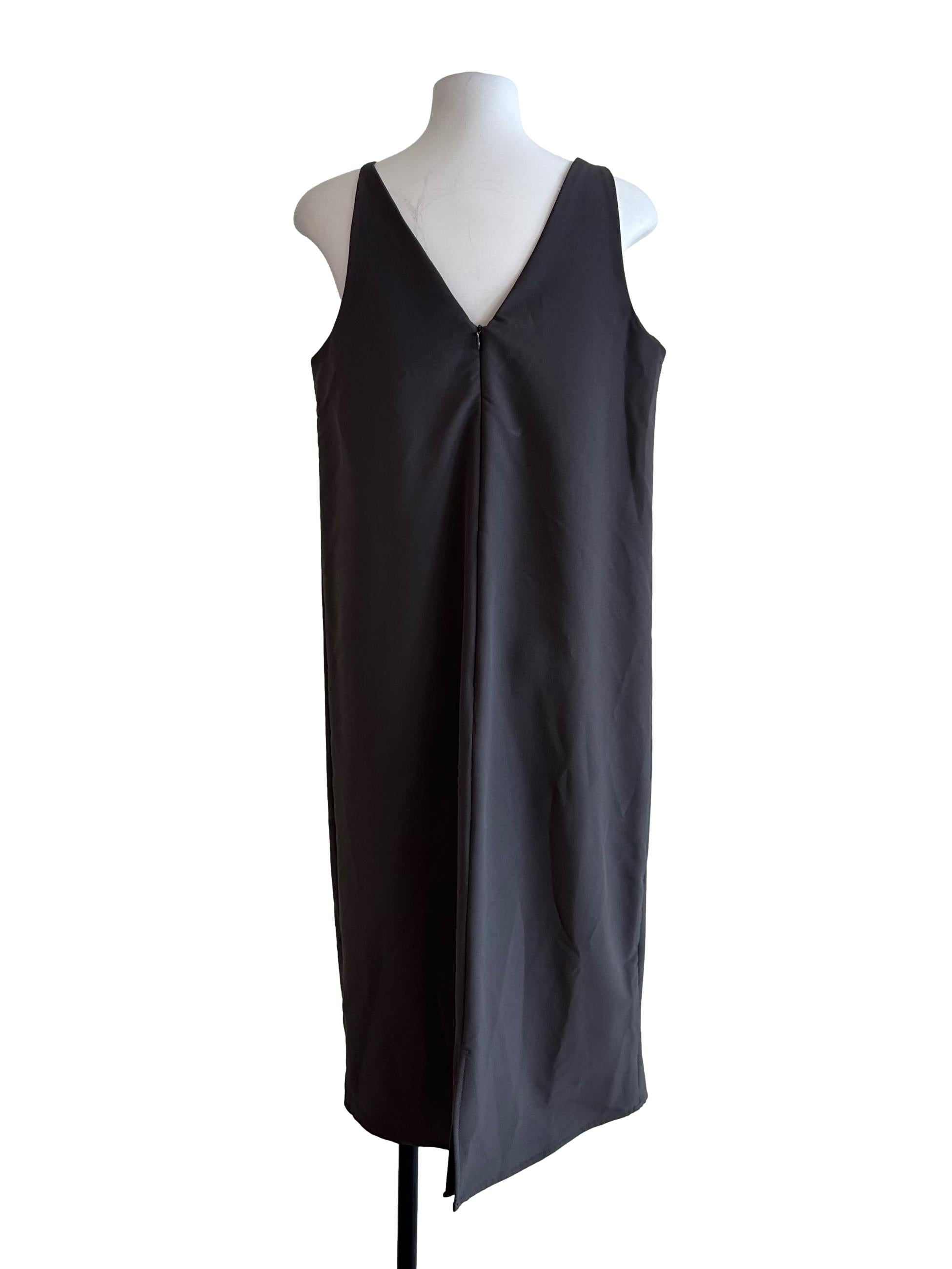 Ash Grey Jewel Neckline Dress