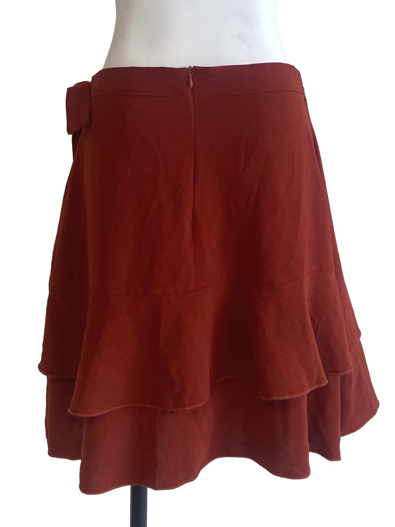 Reddish Brown Herringbone Wrap Skirt
