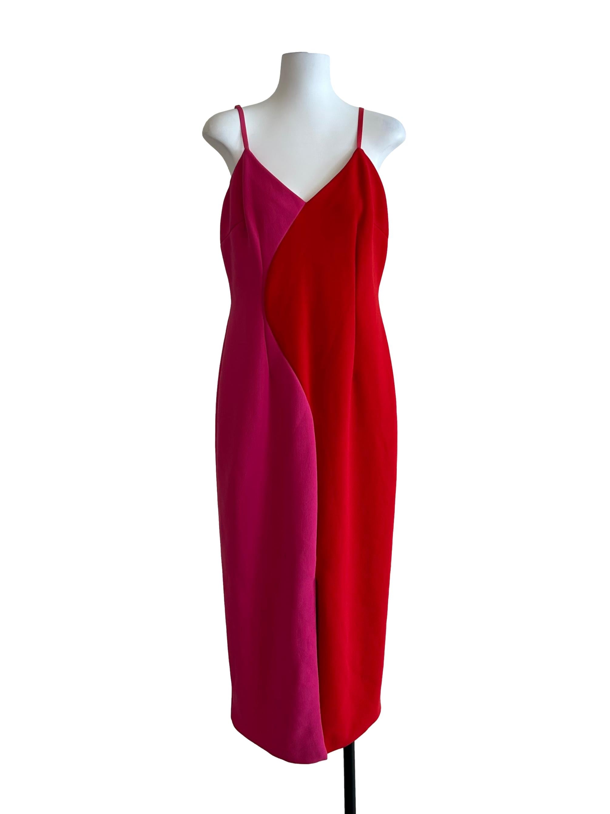 Pink Colorblock Sydne Cocktail Midi Dress