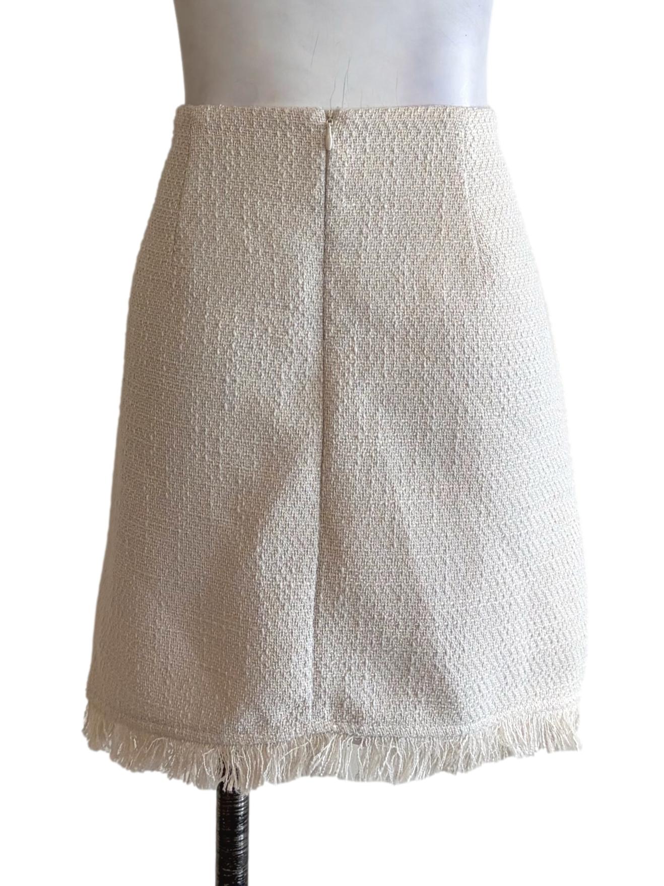 Pearl White Tweed Pencil Skirts