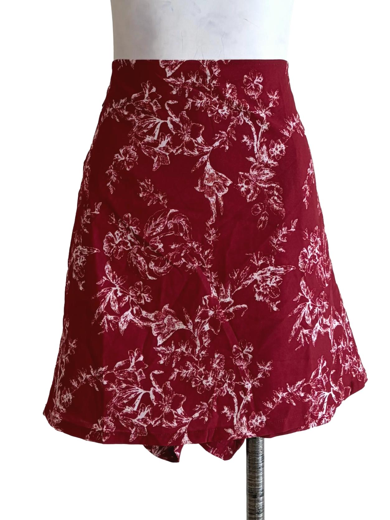 Candy Red Floral Print Skorts