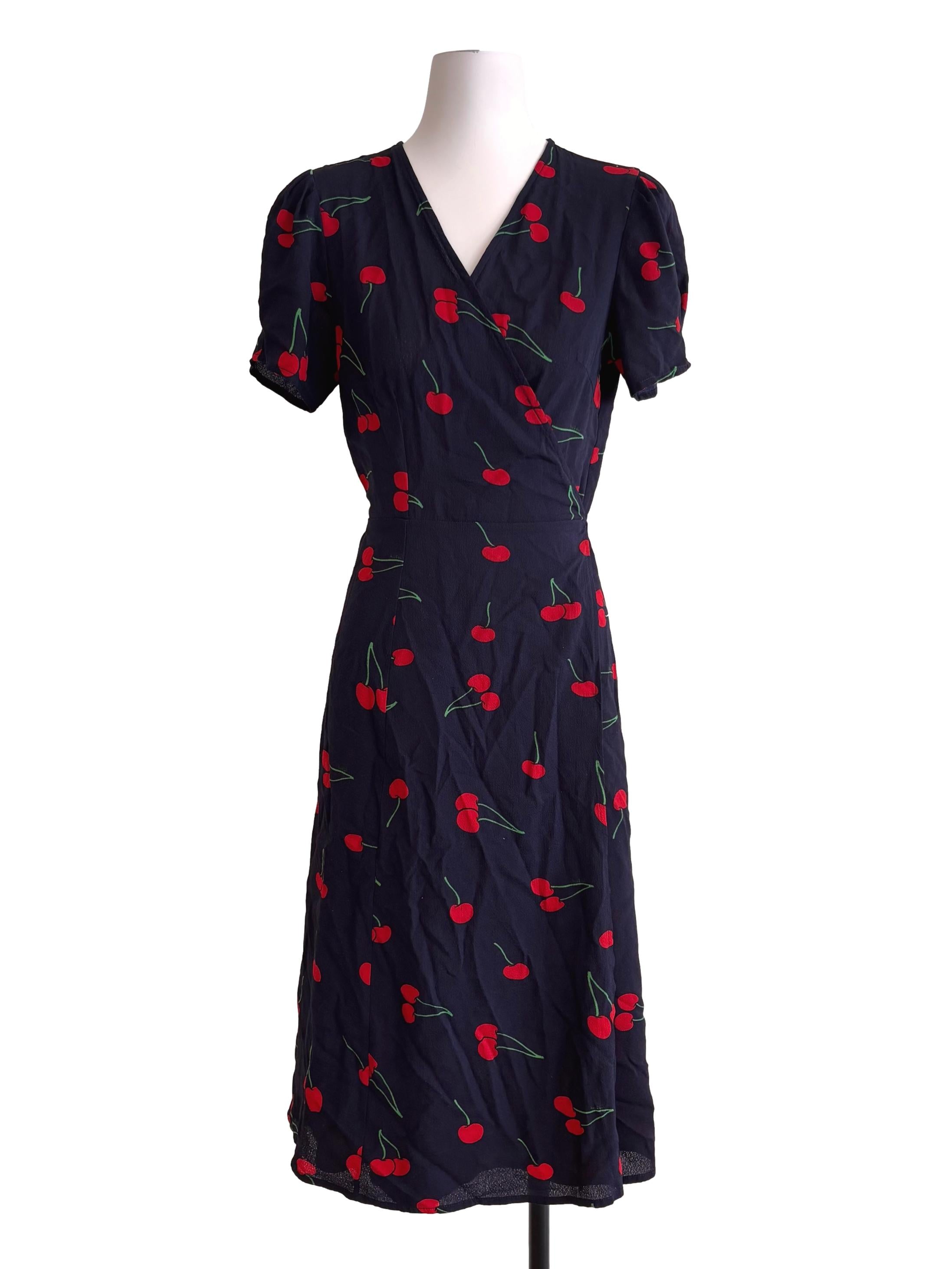 Dark Blue Prints Wrap Dress