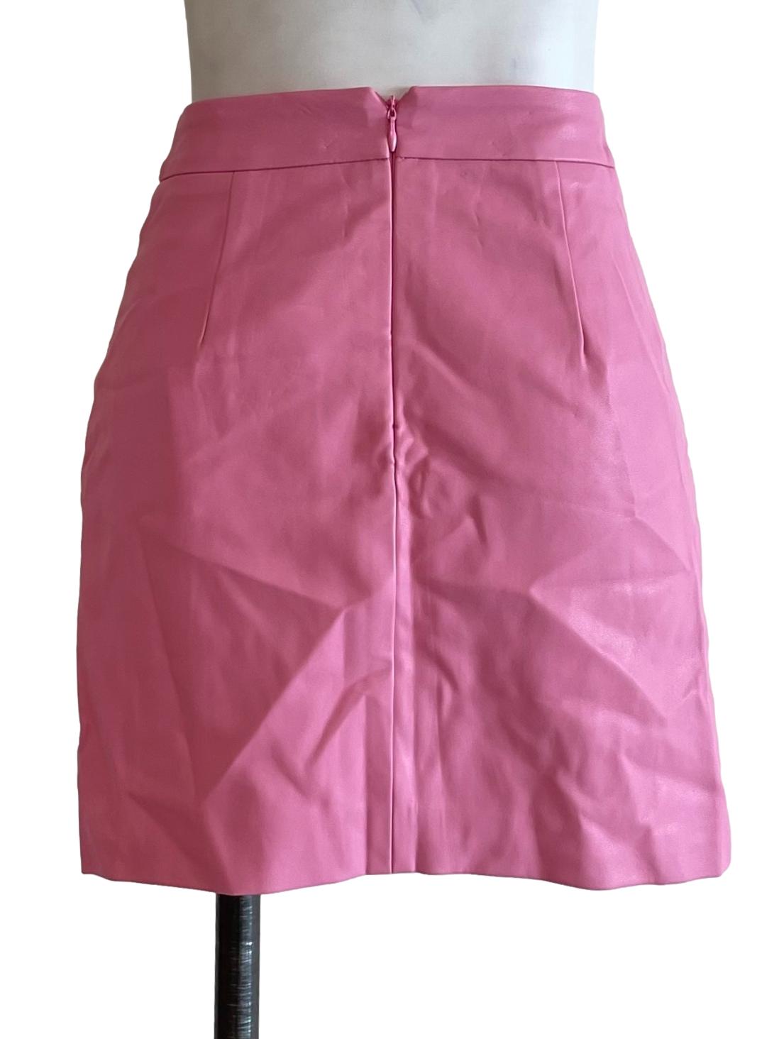 Pink Leather Mini Skirt