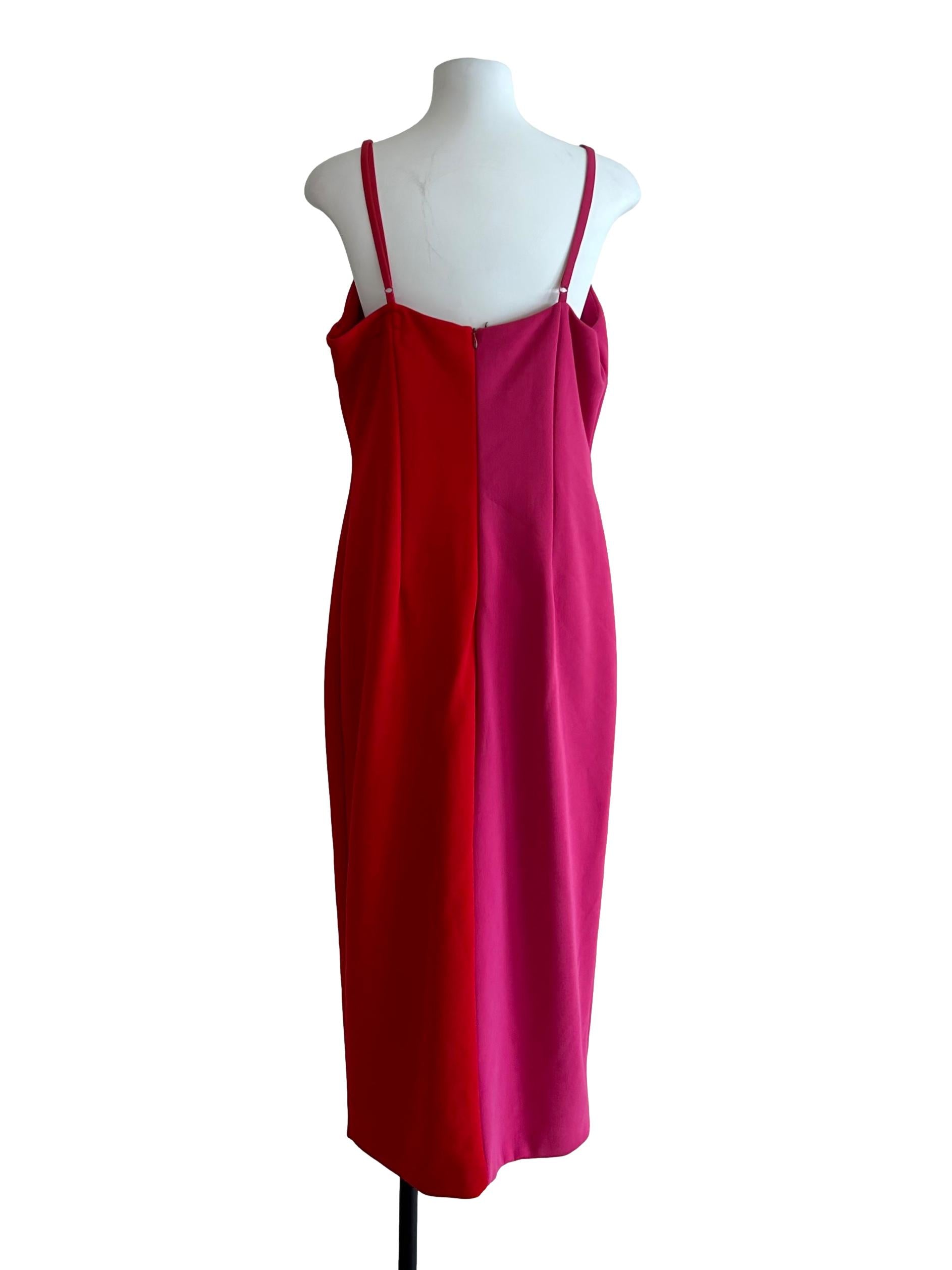Pink Colorblock Sydne Cocktail Midi Dress