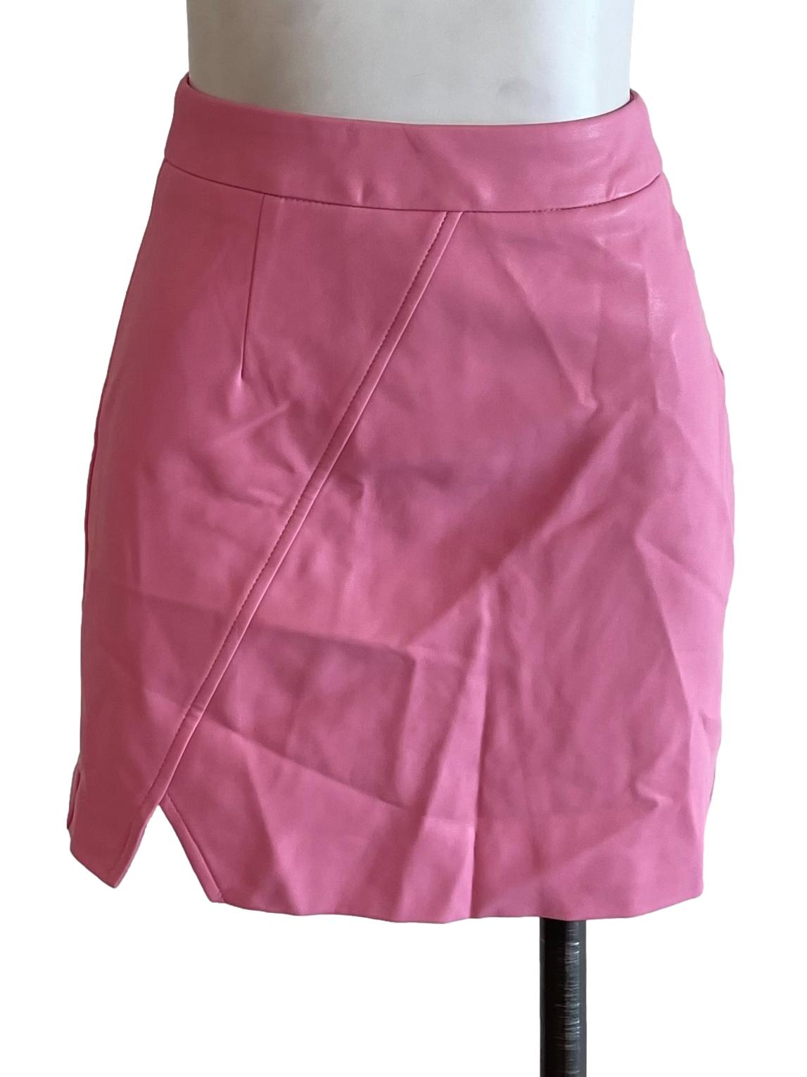 Pink Leather Mini Skirt