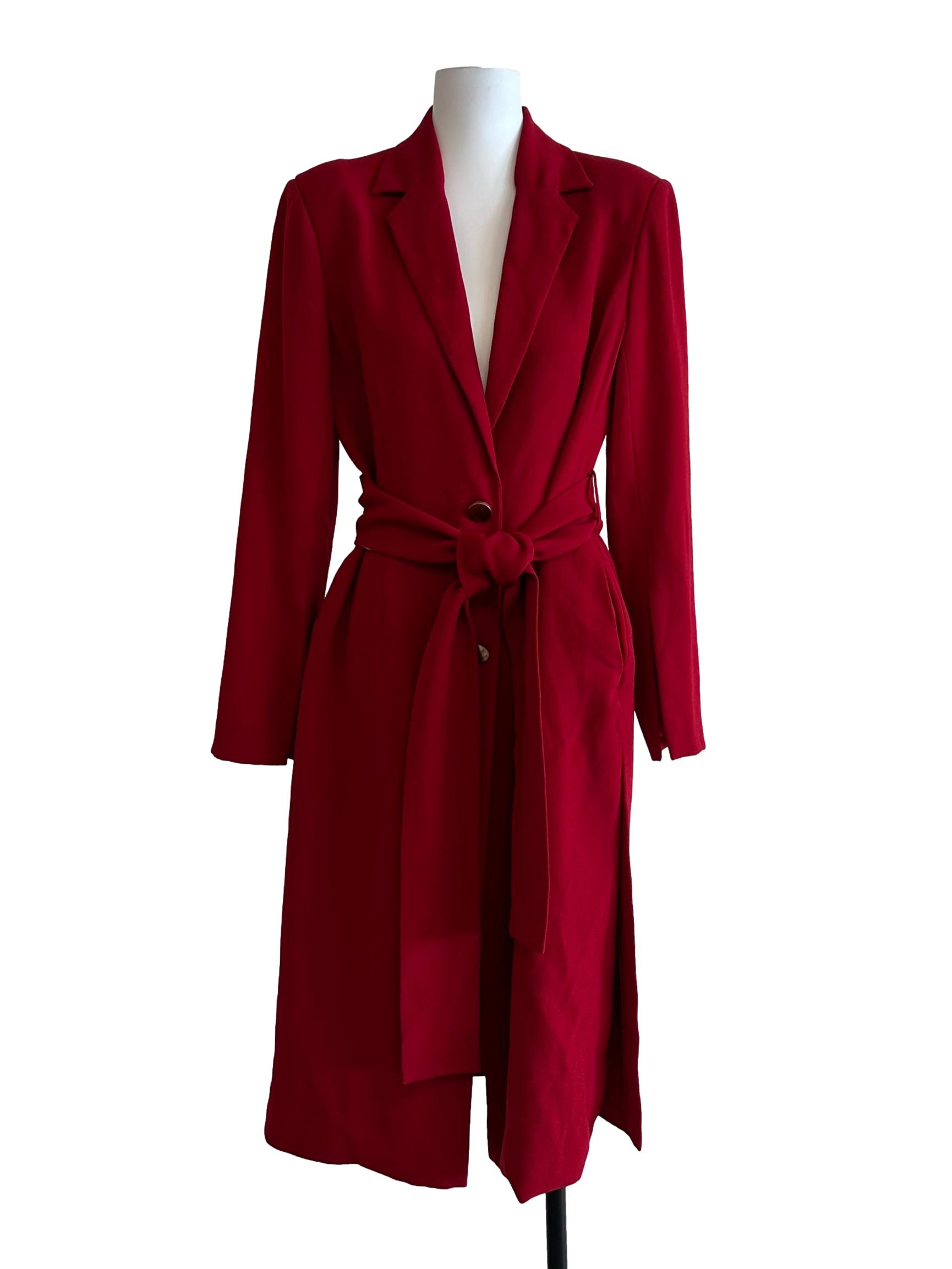Blood Red Belted Trench Coat