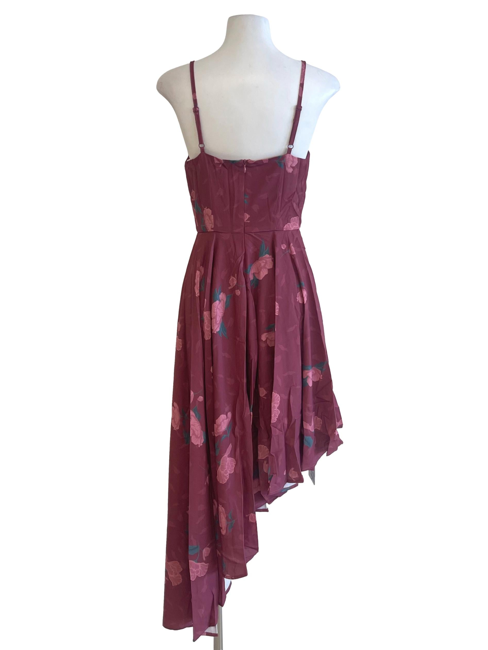 Rosewood Rose Printed Asymmetric Dress