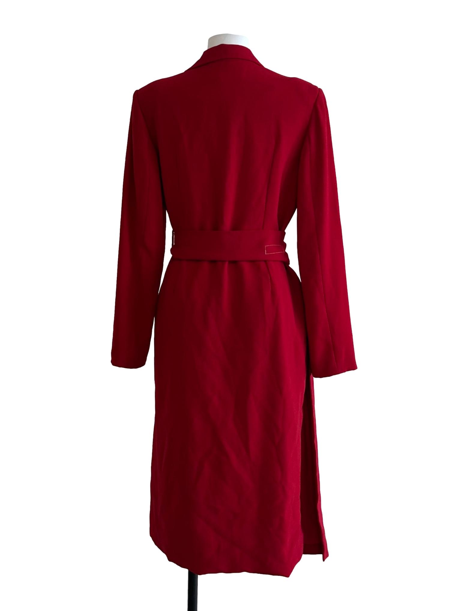 Blood Red Belted Trench Coat
