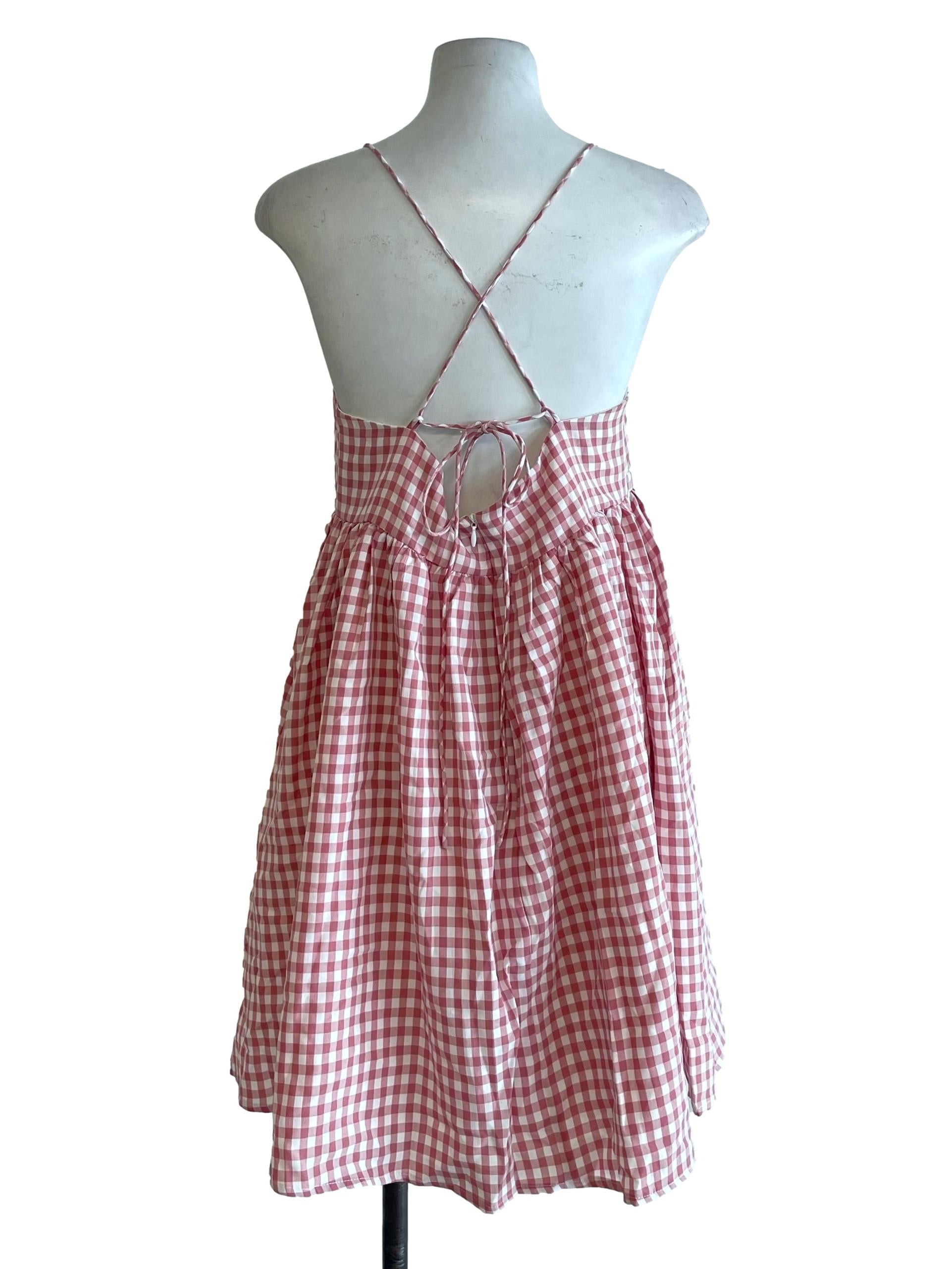 Watermelon Gingham Babydoll Dress