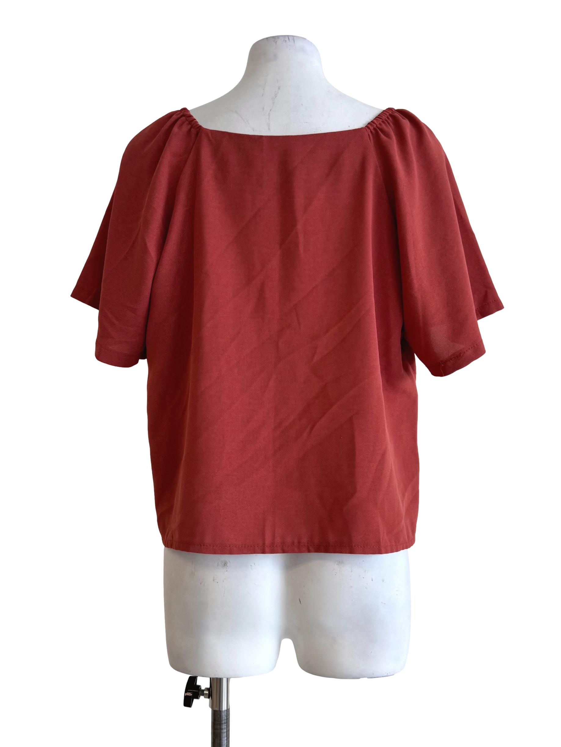 Brick Orange Scoop Neck Top