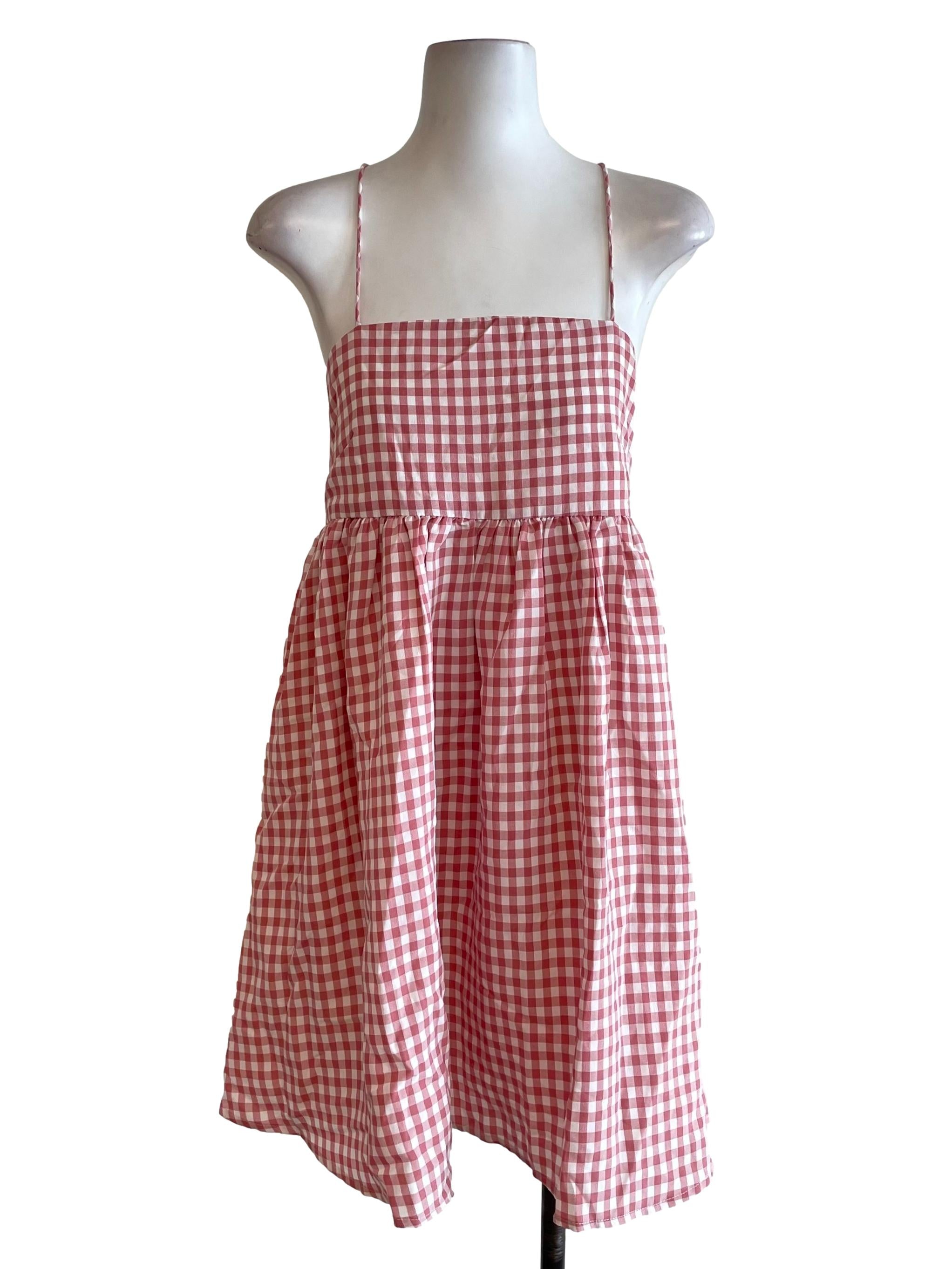 Watermelon Gingham Babydoll Dress