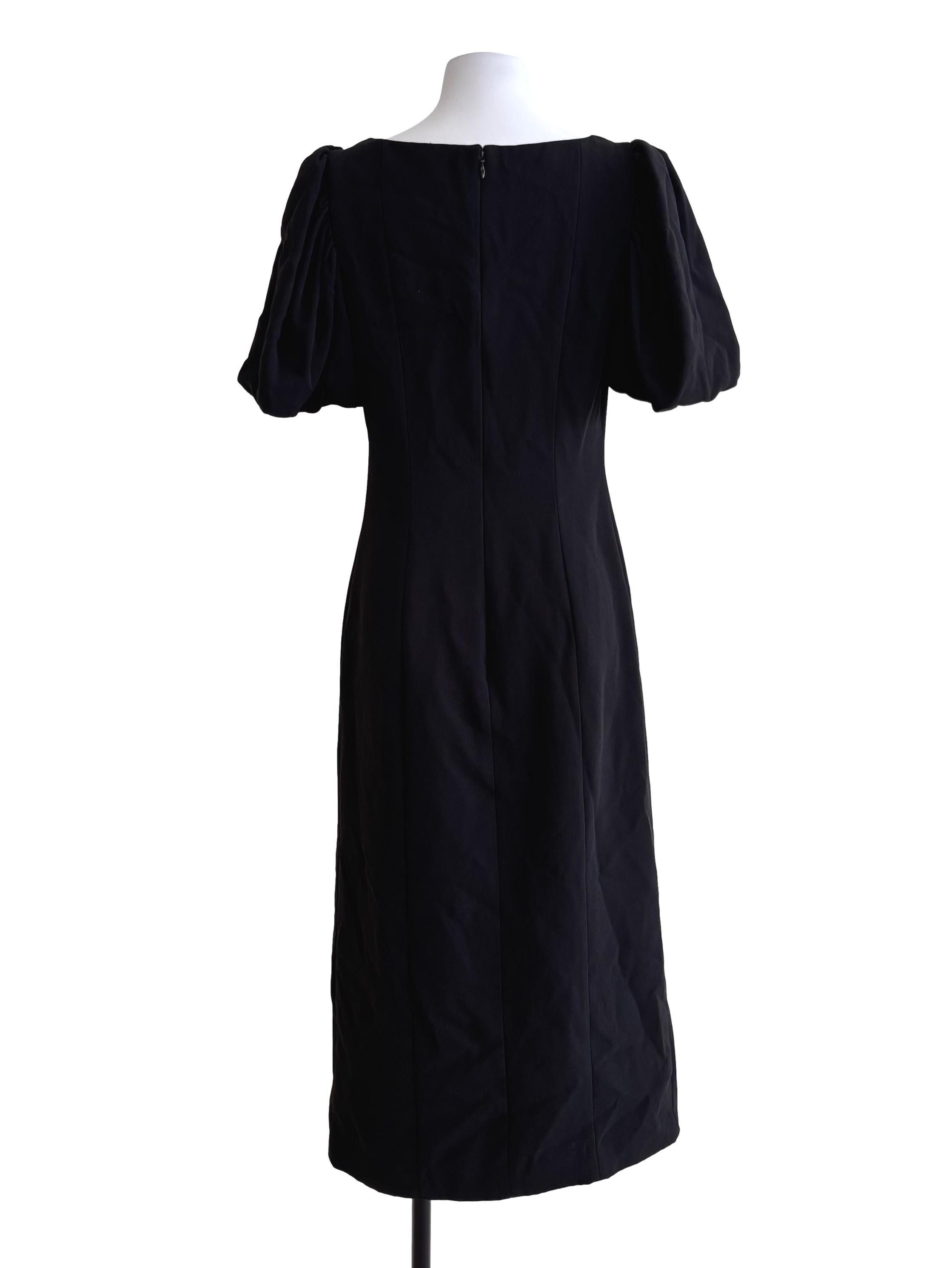 Black Square Neck Slit Dress