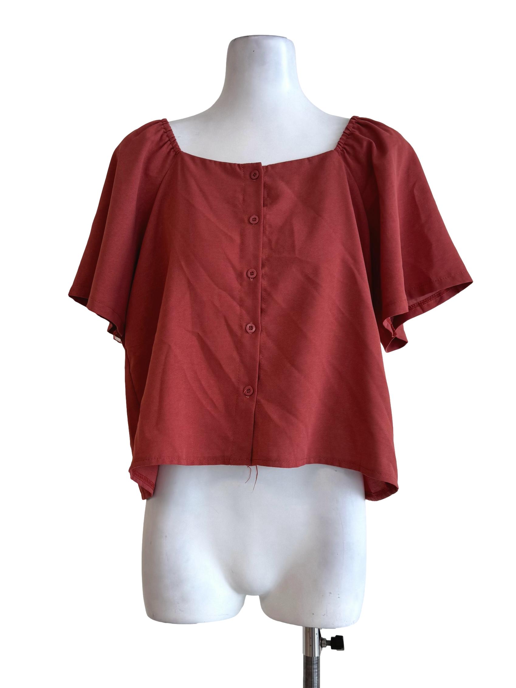 Brick Orange Scoop Neck Top