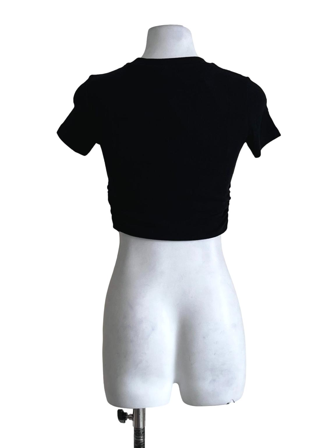 Black Marcelo Side Ruched Basic Tee