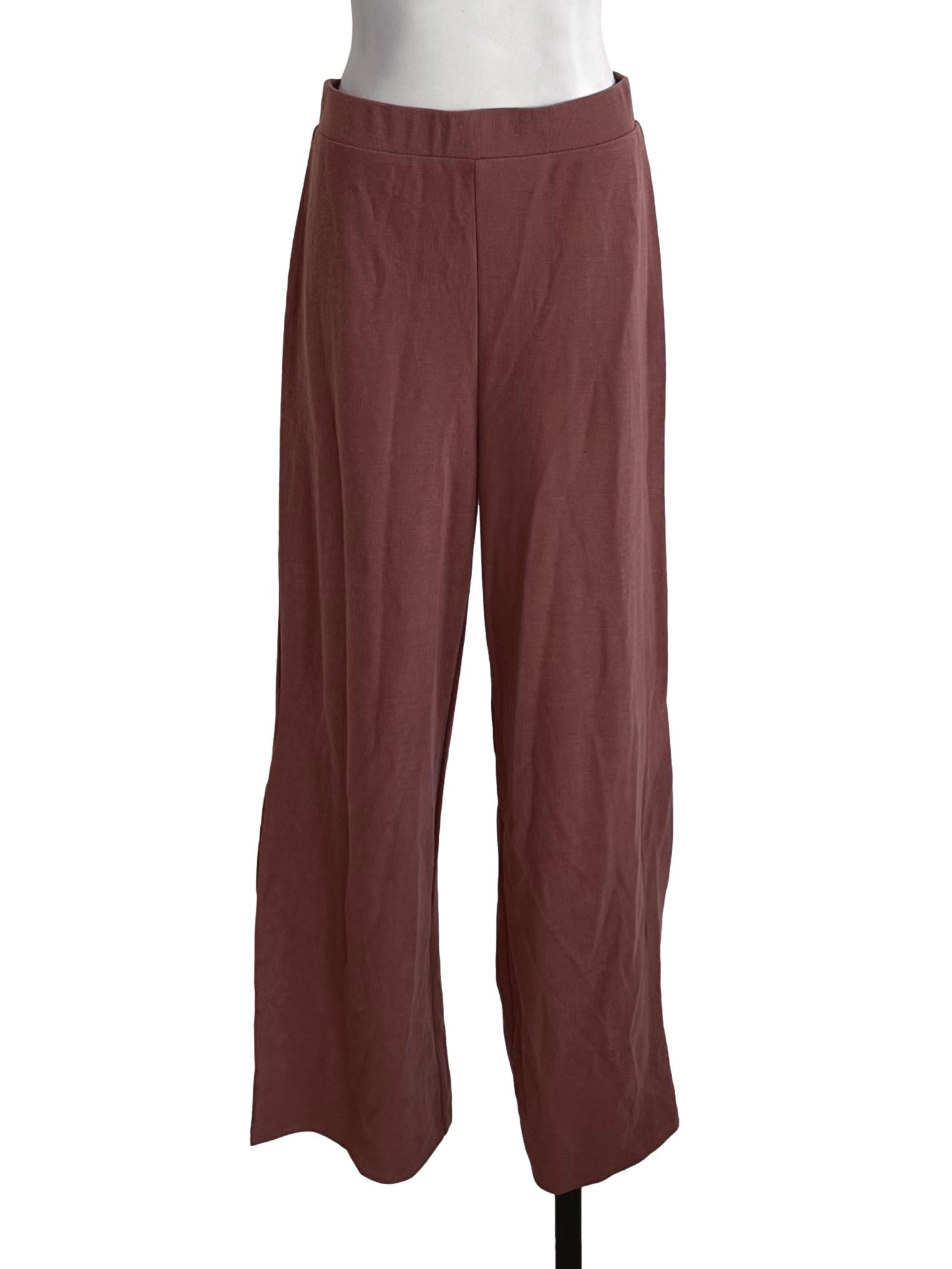Brick Red Knit Slit Pants
