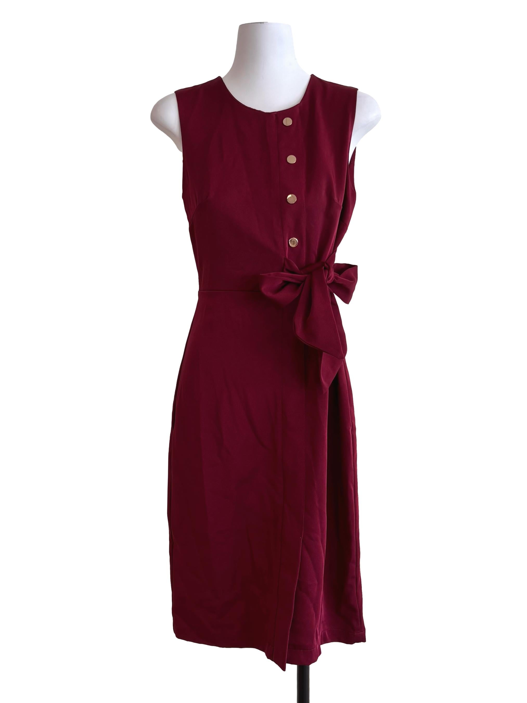 Maroon Red Side Tie Dress