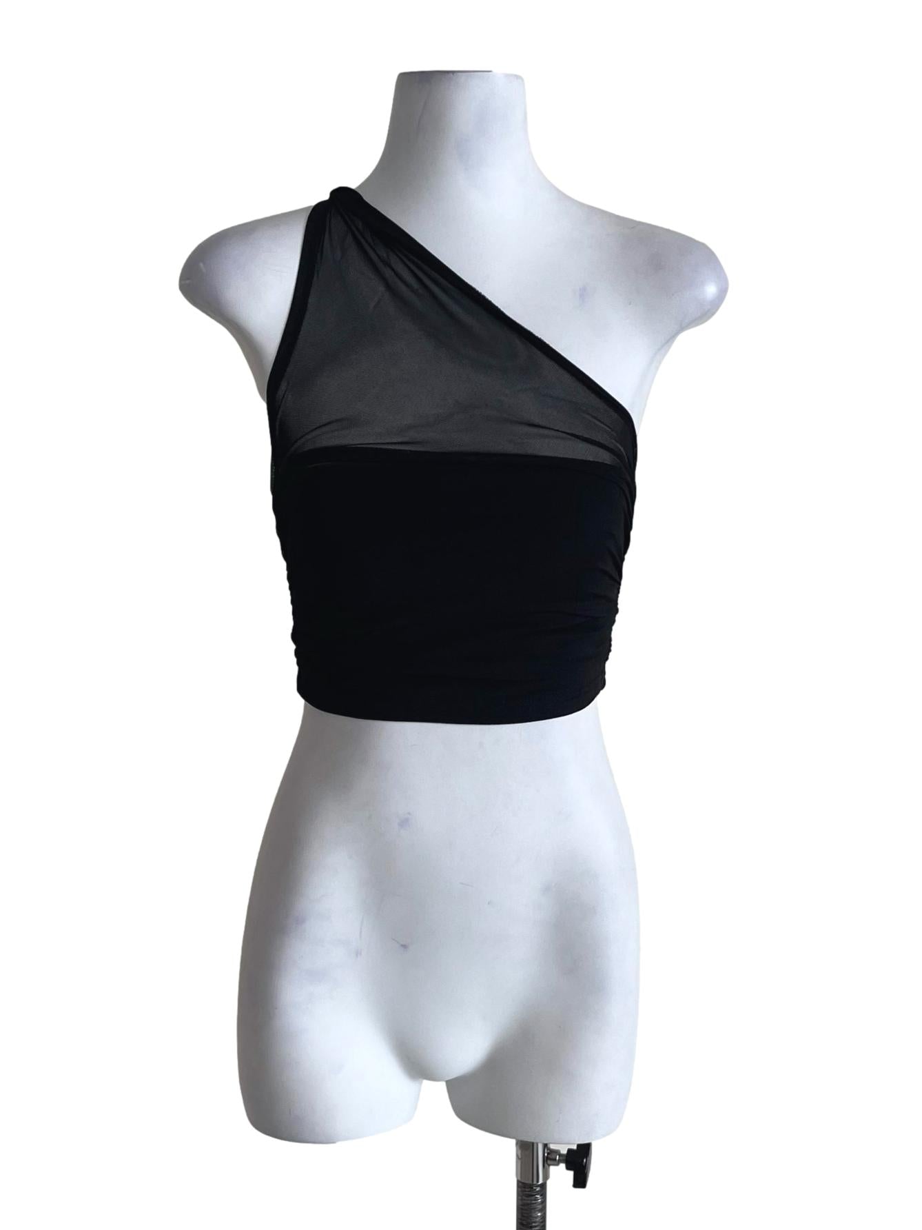 Black Genevieve Mesh Toga Padded Top