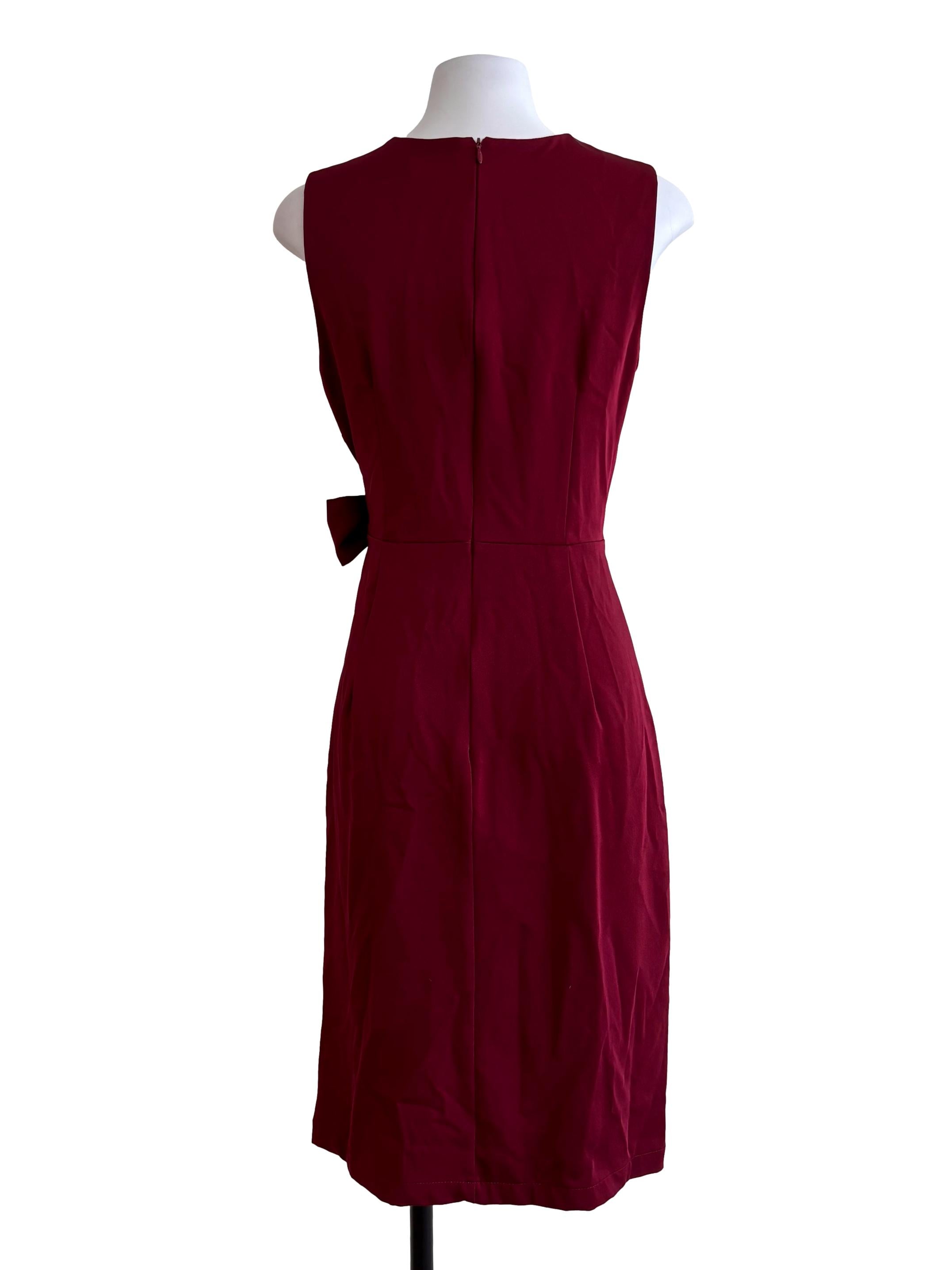 Maroon Red Side Tie Dress