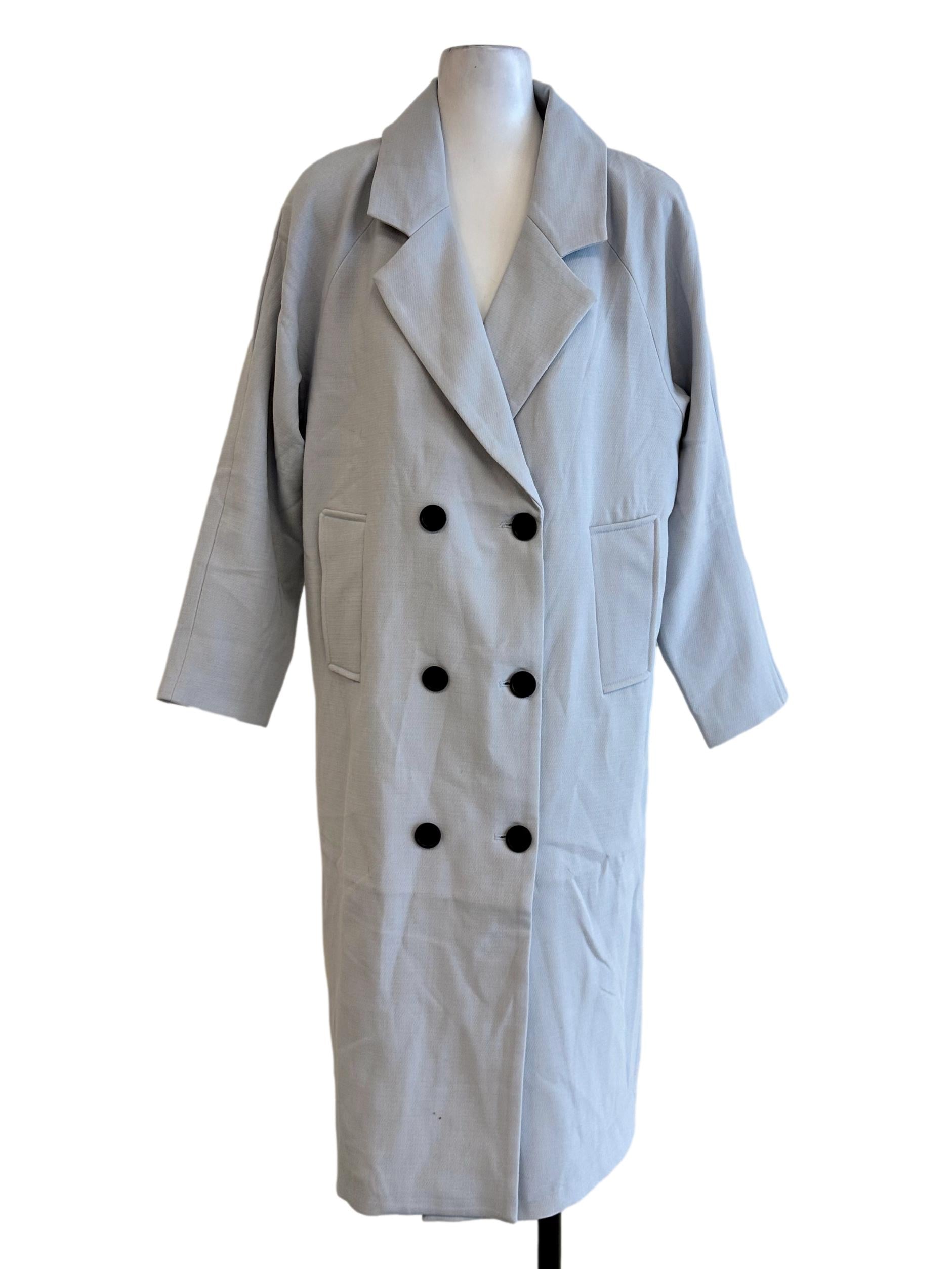 Light Blue Collar Long Jacket
