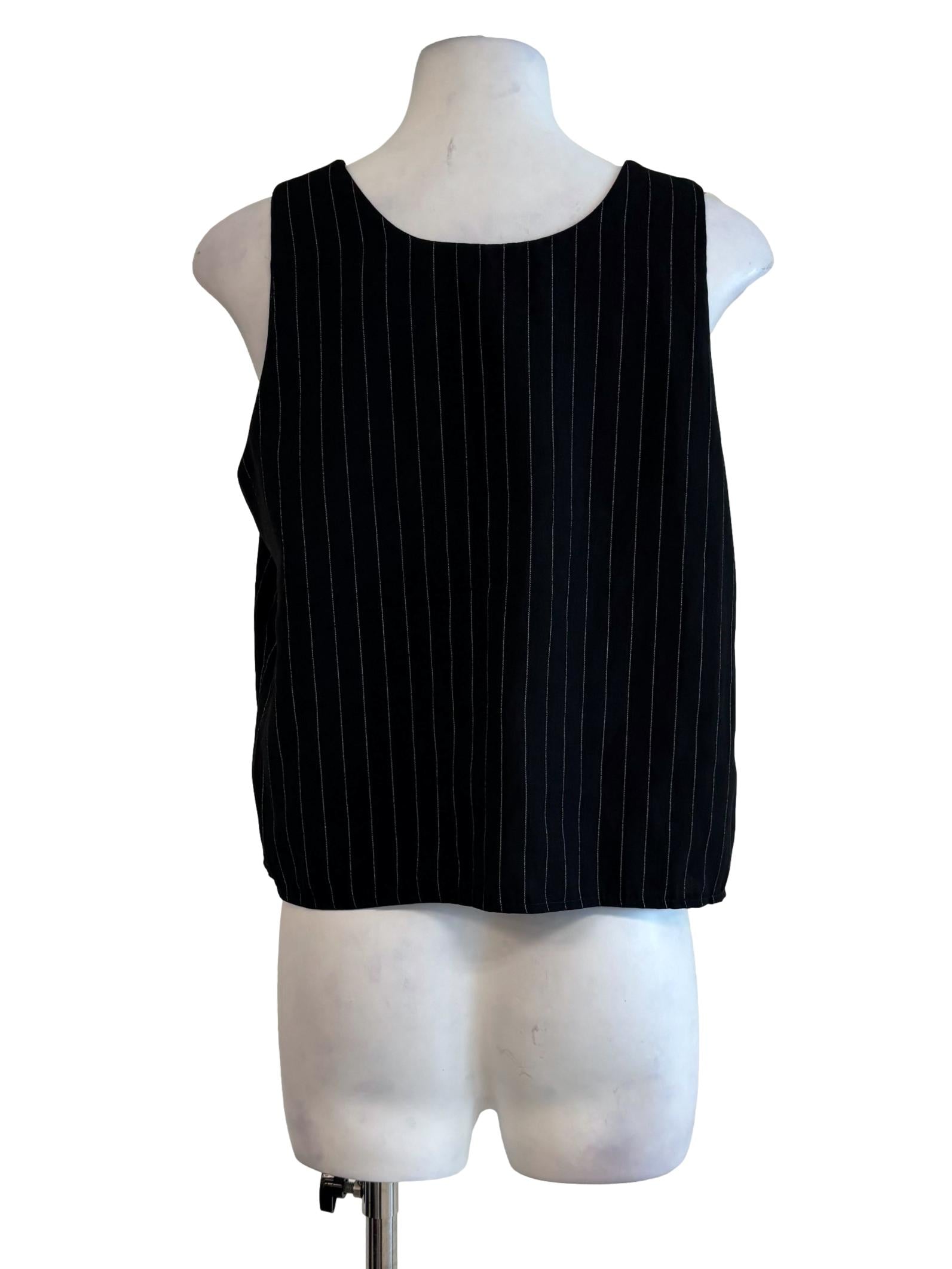 Soft Black Striped Round Neck Top
