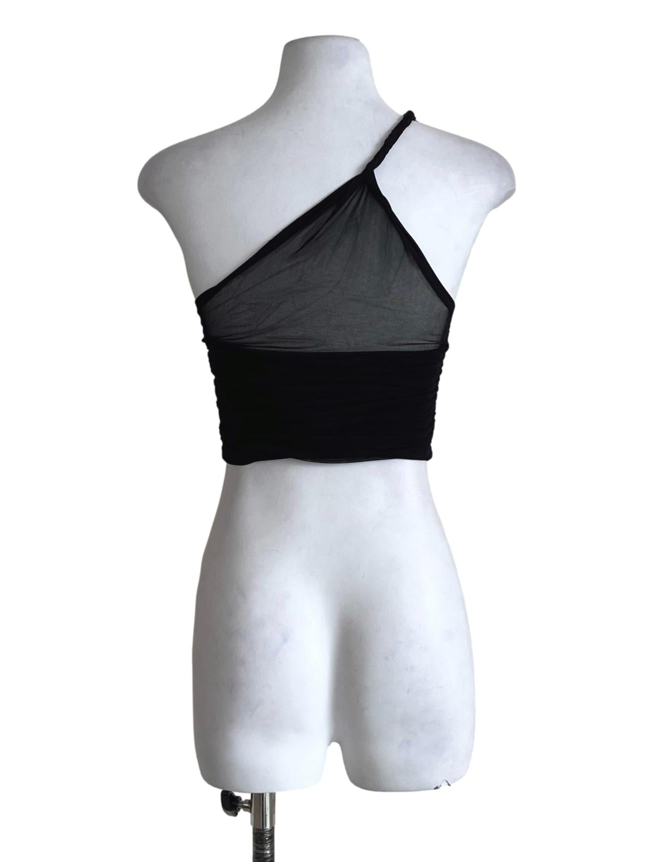 Black Genevieve Mesh Toga Padded Top