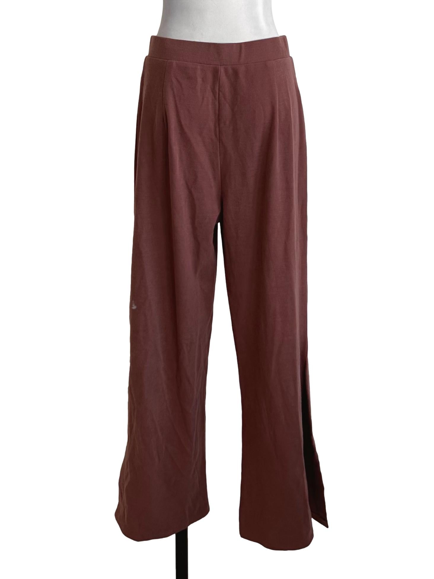 Brick Red Knit Slit Pants