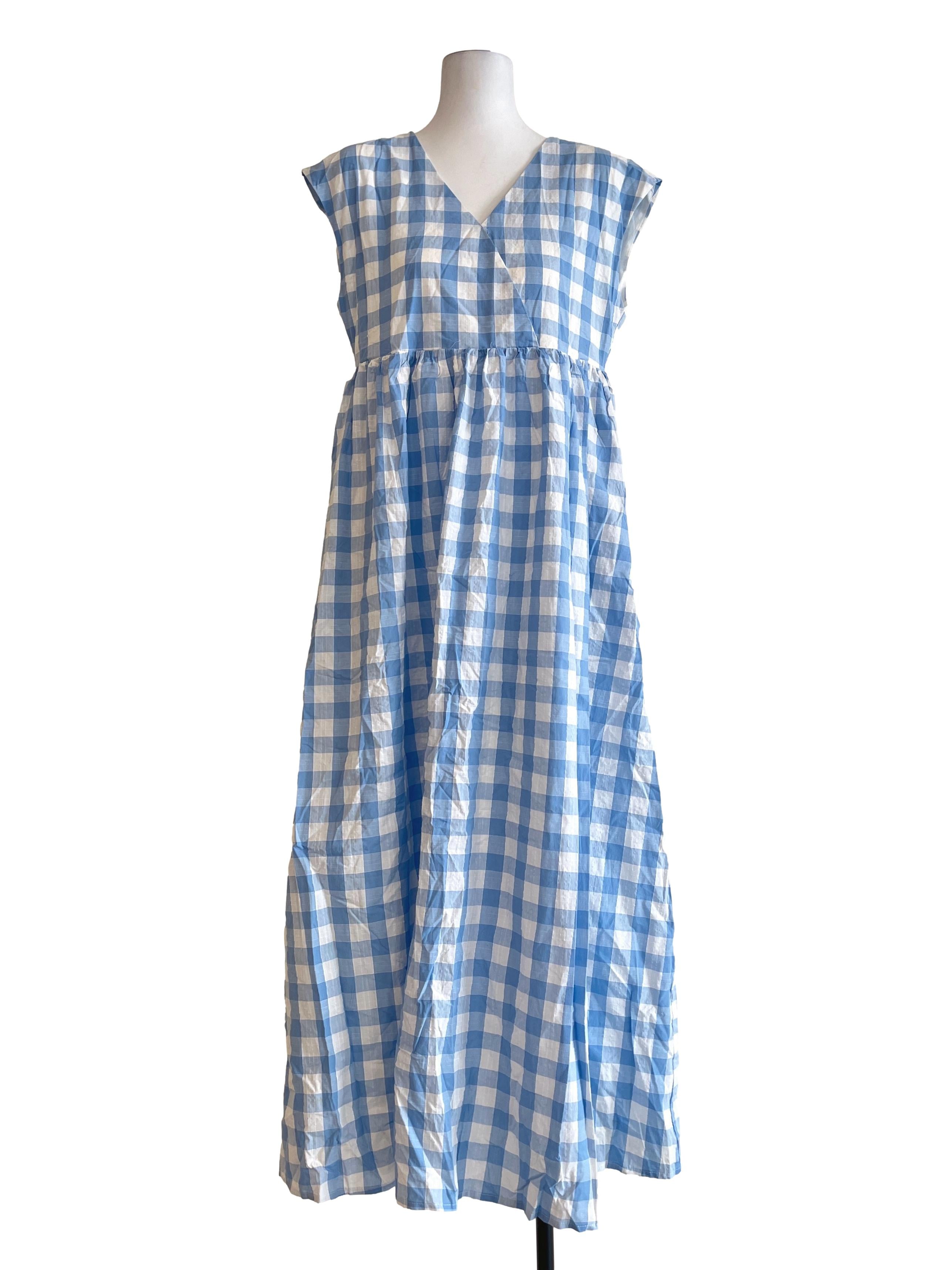 Sky Blue V-Neck Sleeveless A-Line Dress