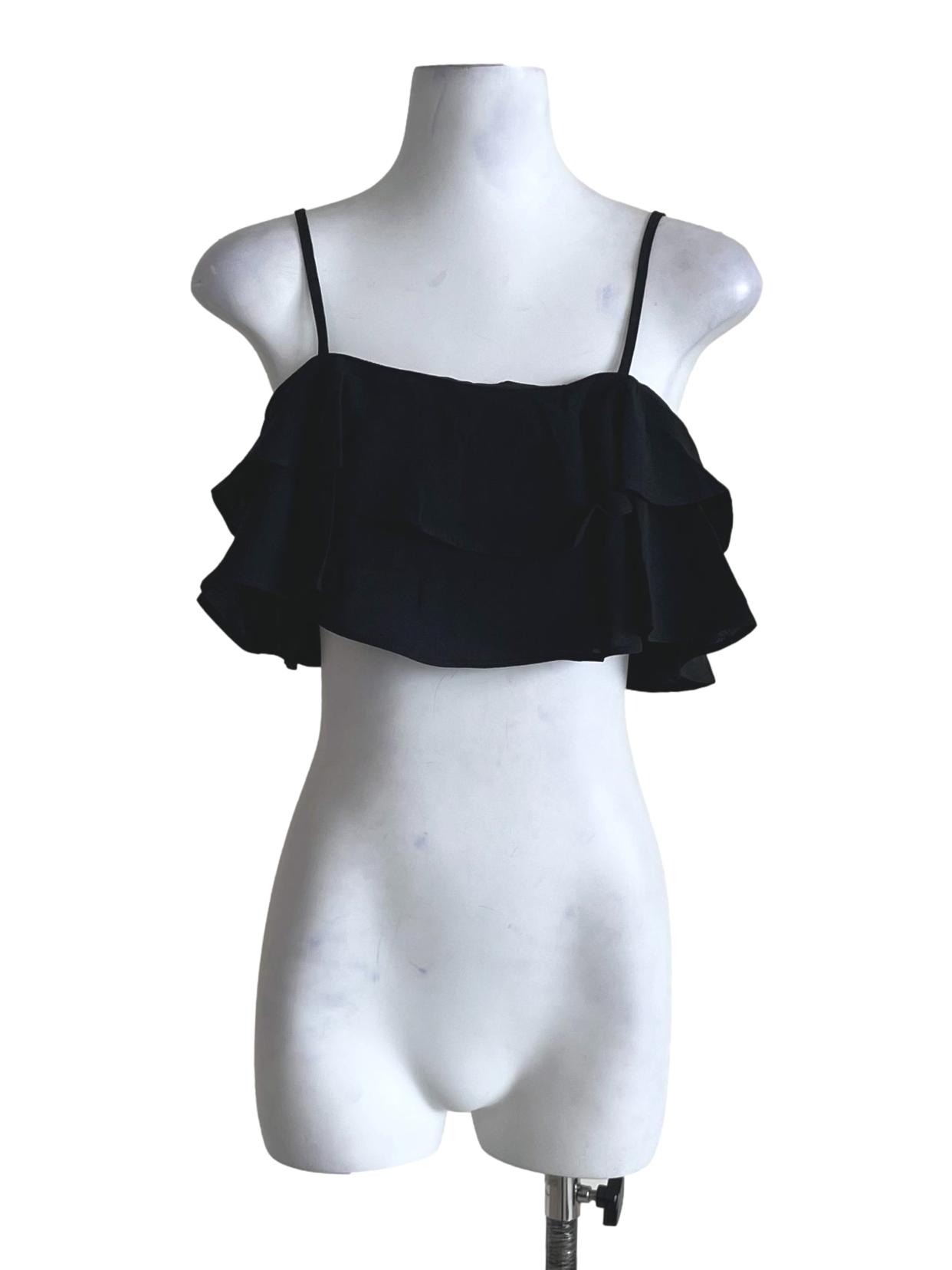 Black Kallie Ruffles Crop Top